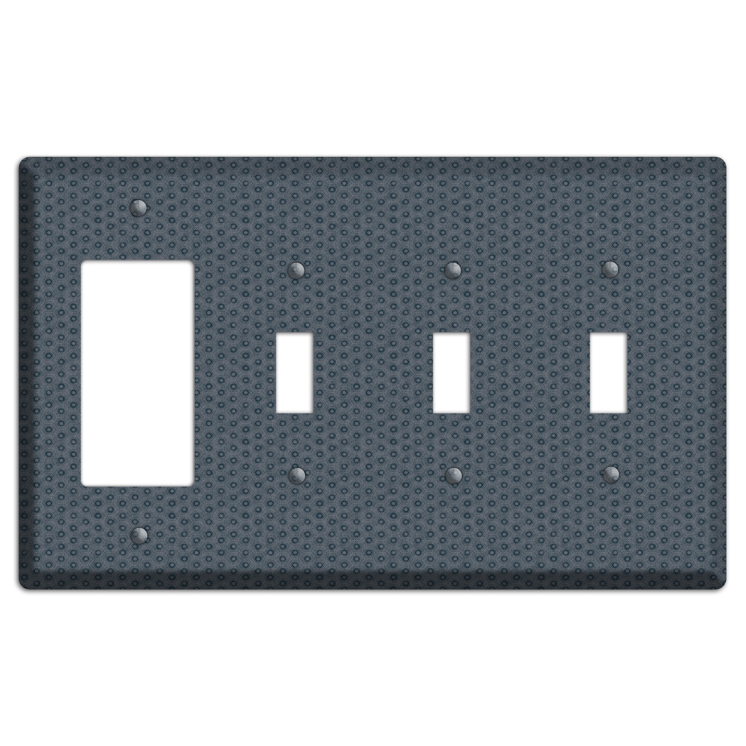 Blue Grey Foulard Rocker / 3 Toggle Wallplate