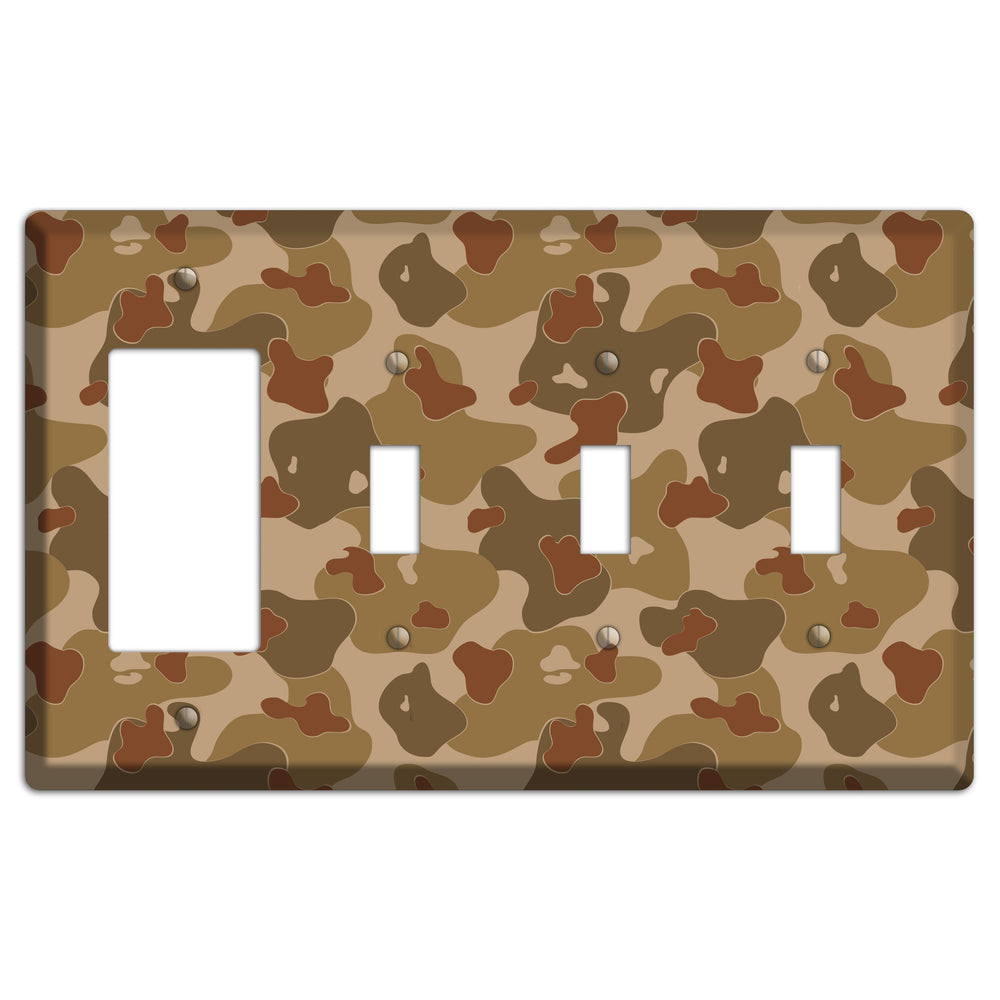 Earth Brown Camo Rocker / 3 Toggle Wallplate