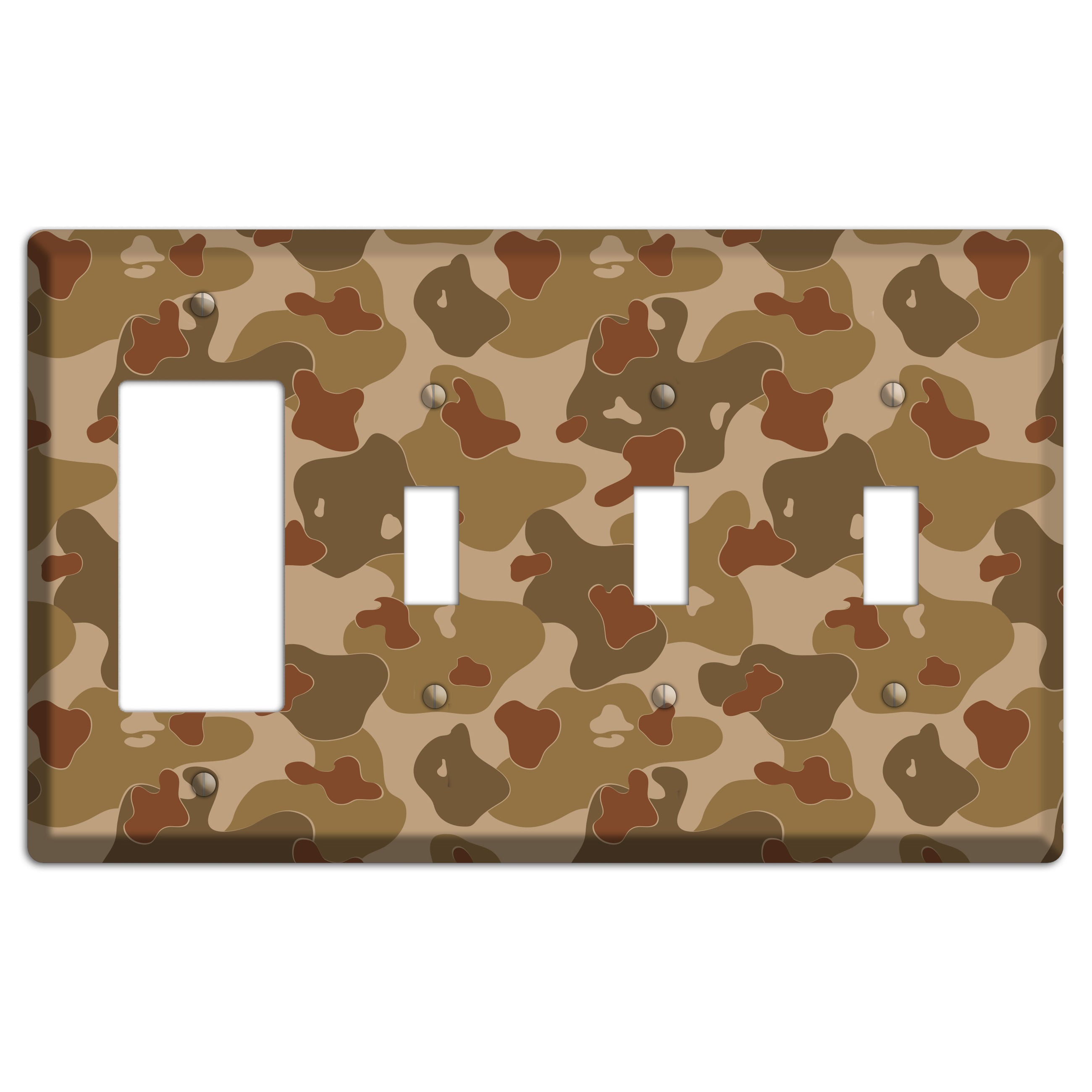 Earth Brown Camo Rocker / 3 Toggle Wallplate