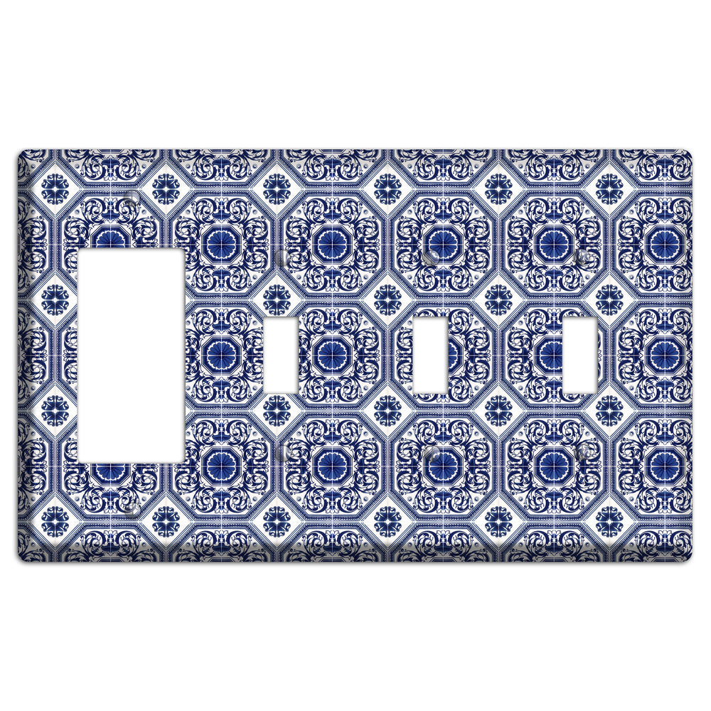 Tavira Tiles 1 Rocker / 3 Toggle Wallplate