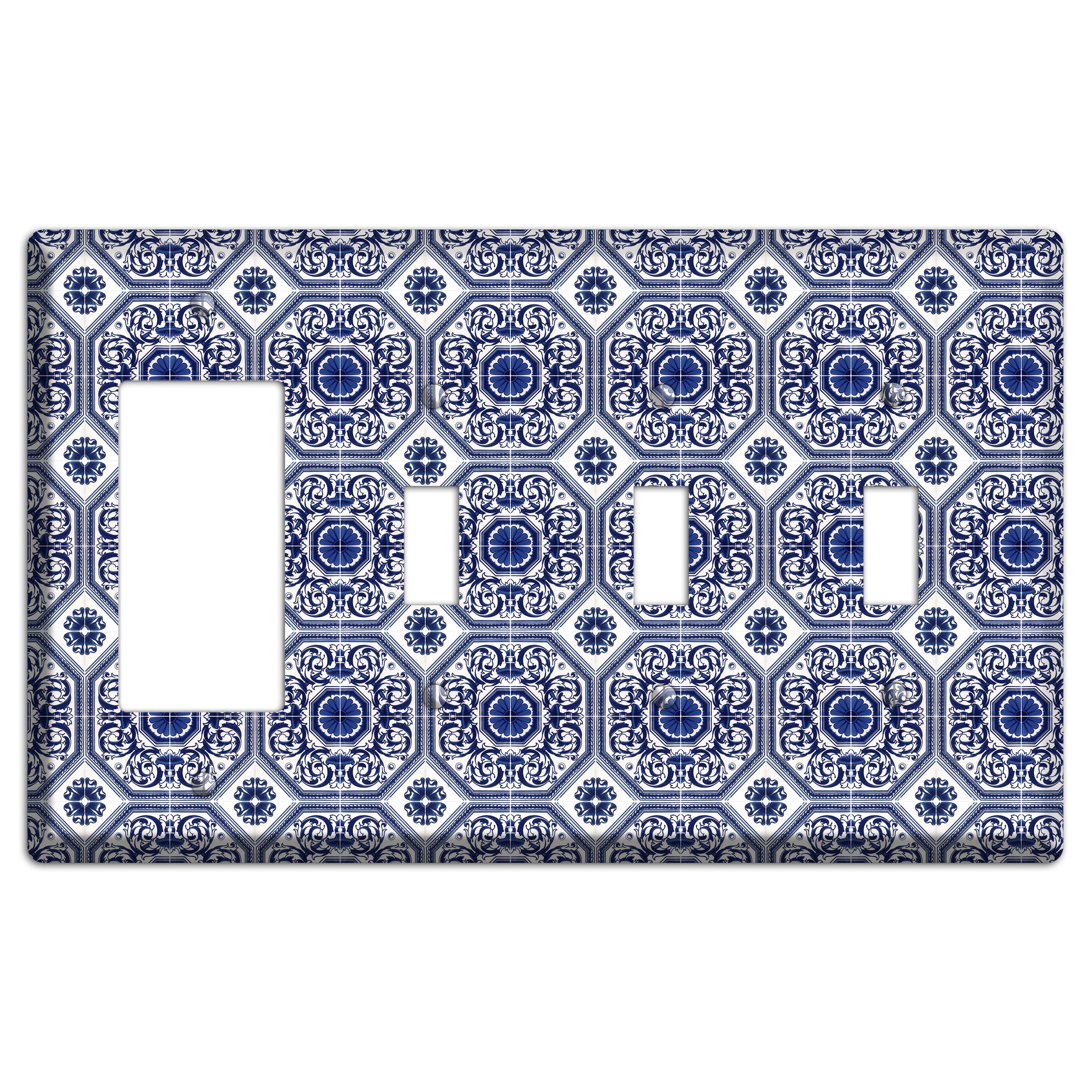 Tavira Tiles 1 Rocker / 3 Toggle Wallplate