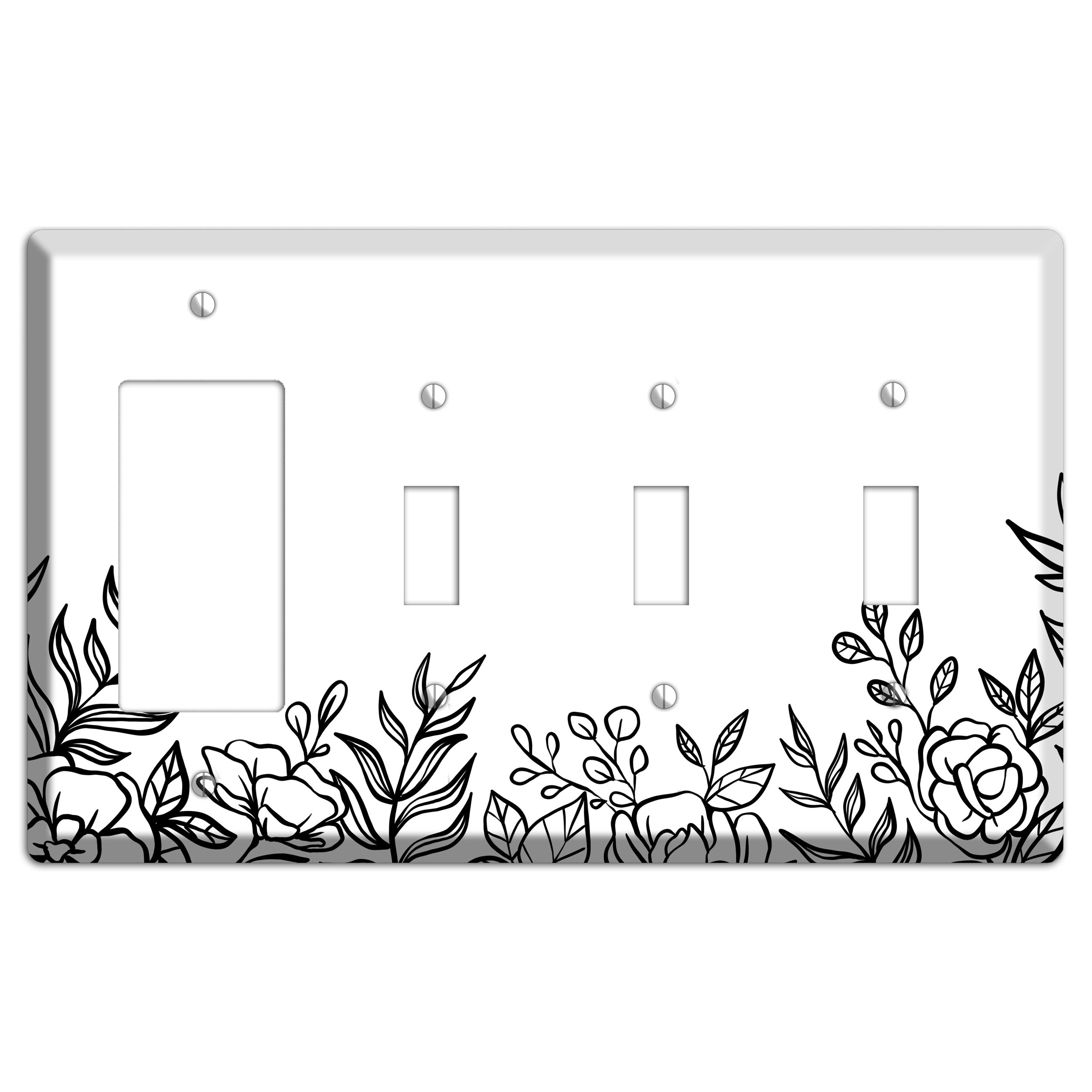 Hand-Drawn Floral 16 Rocker / 3 Toggle Wallplate