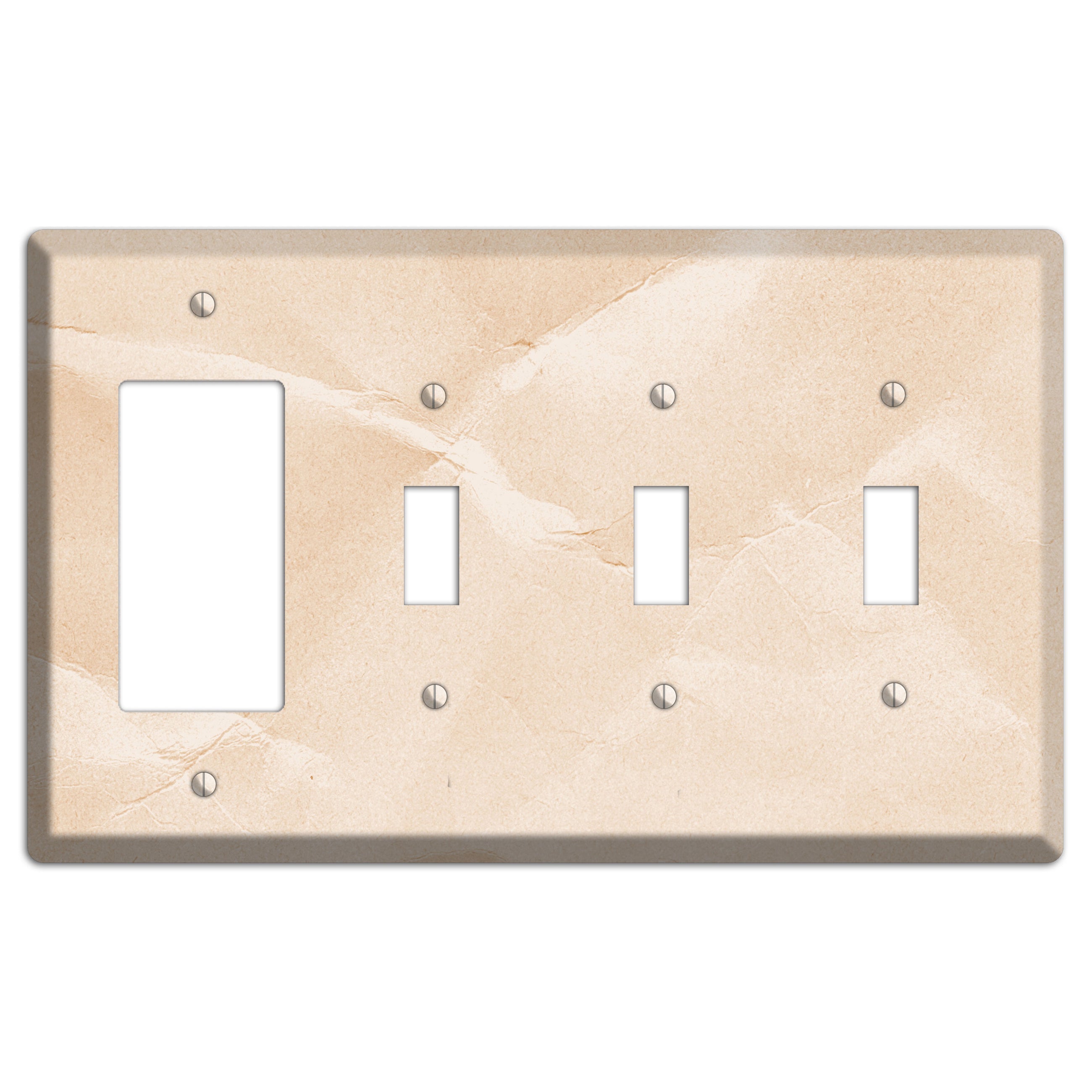 Almond Neutral Texture Rocker / 3 Toggle Wallplate