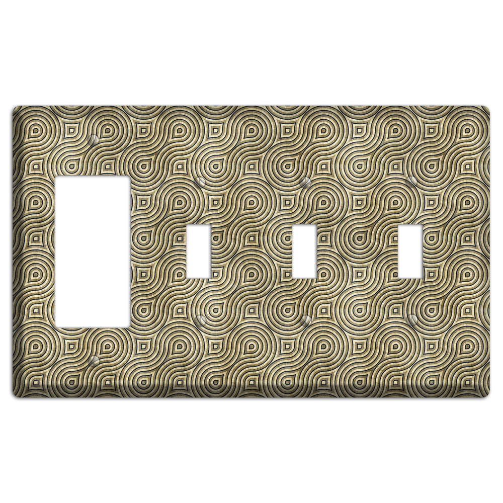 Olive Swirl Rocker / 3 Toggle Wallplate