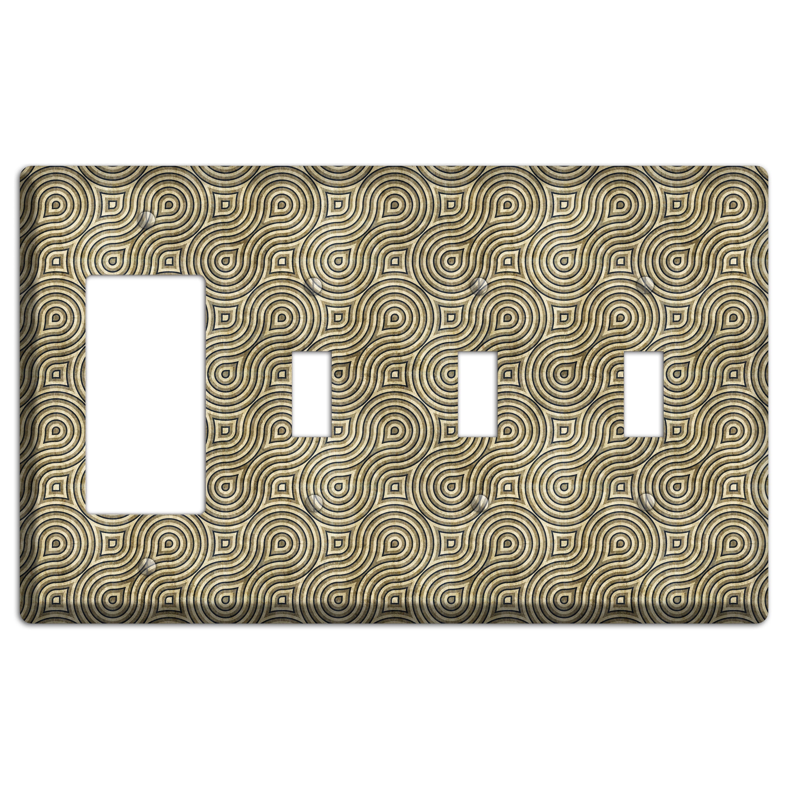 Olive Swirl Rocker / 3 Toggle Wallplate
