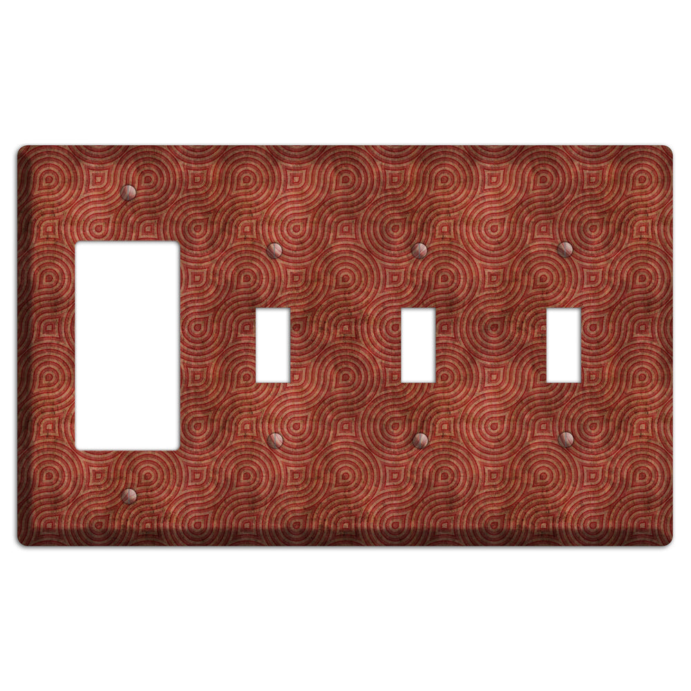Red Swirl Rocker / 3 Toggle Wallplate