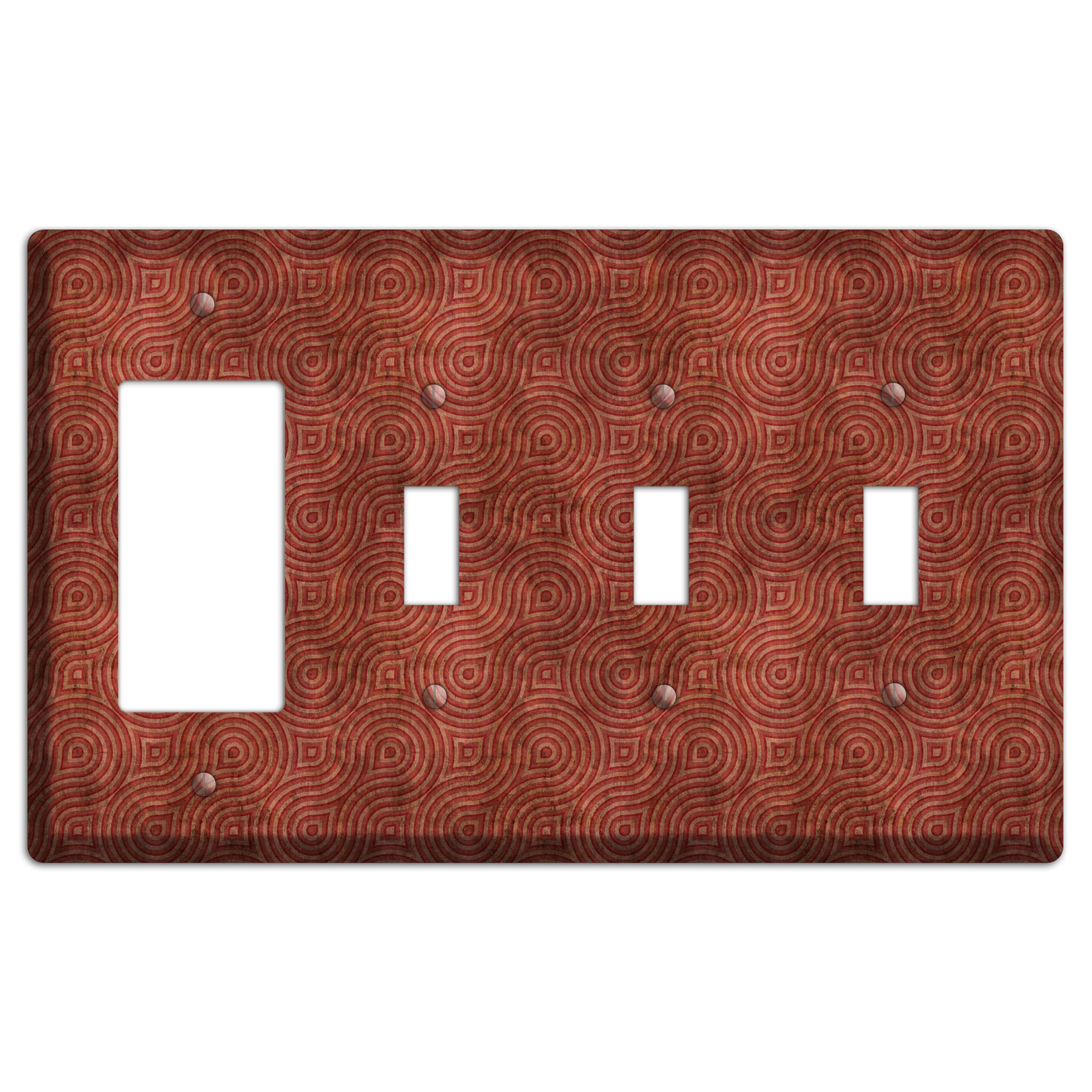 Red Swirl Rocker / 3 Toggle Wallplate