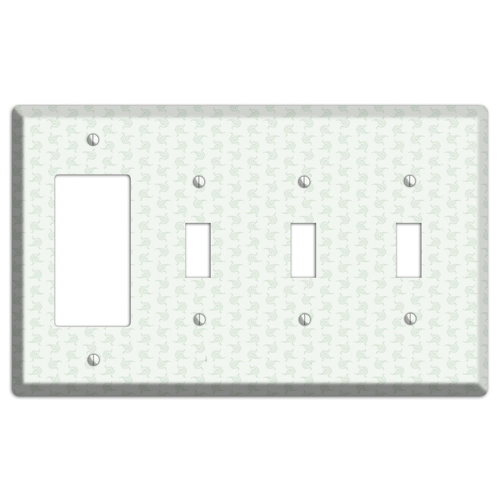 Mint Tiny Trefoil Cartouche Rocker / 3 Toggle Wallplate