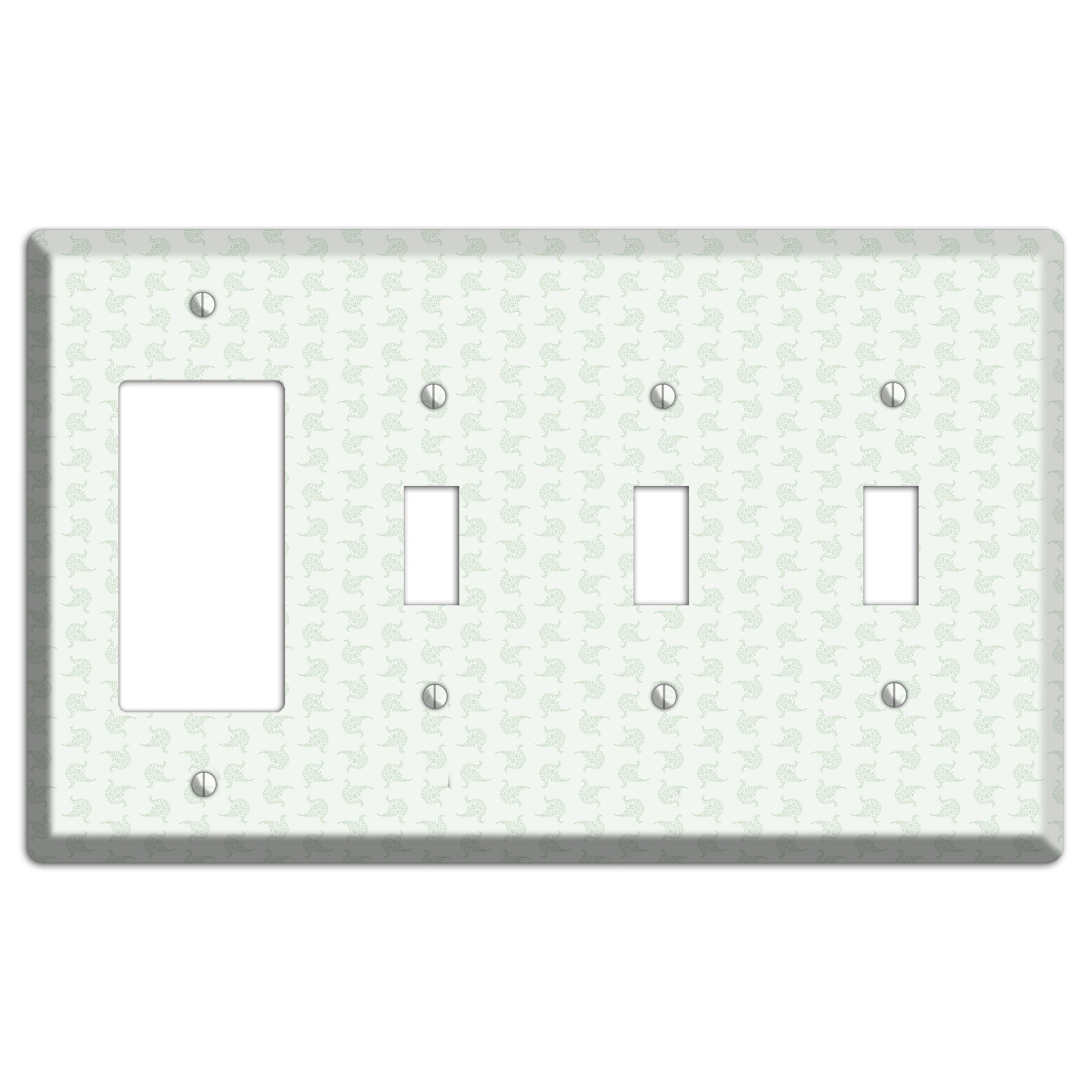 Mint Tiny Trefoil Cartouche Rocker / 3 Toggle Wallplate