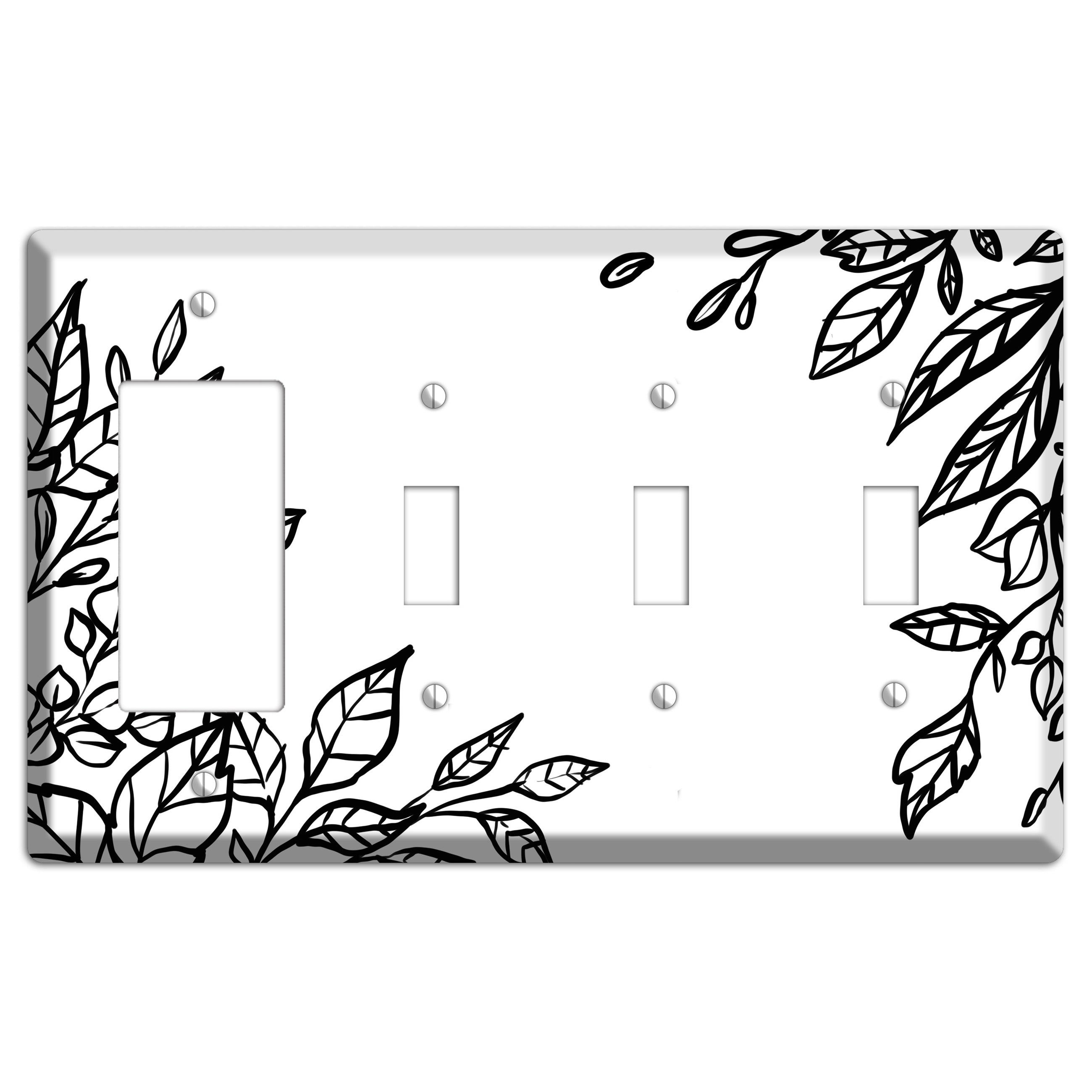 Hand-Drawn Floral 19 Rocker / 3 Toggle Wallplate