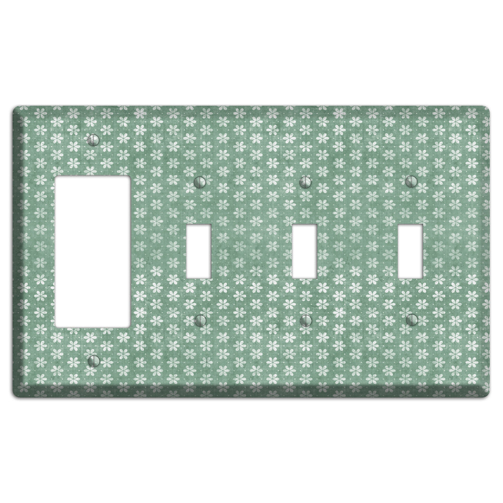 Mustard Grunge Floral Contour Rocker / 3 Toggle Wallplate