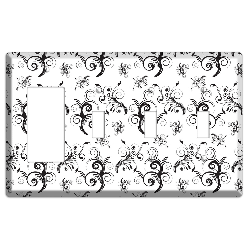 Scrolled Toile Rocker / 3 Toggle Wallplate