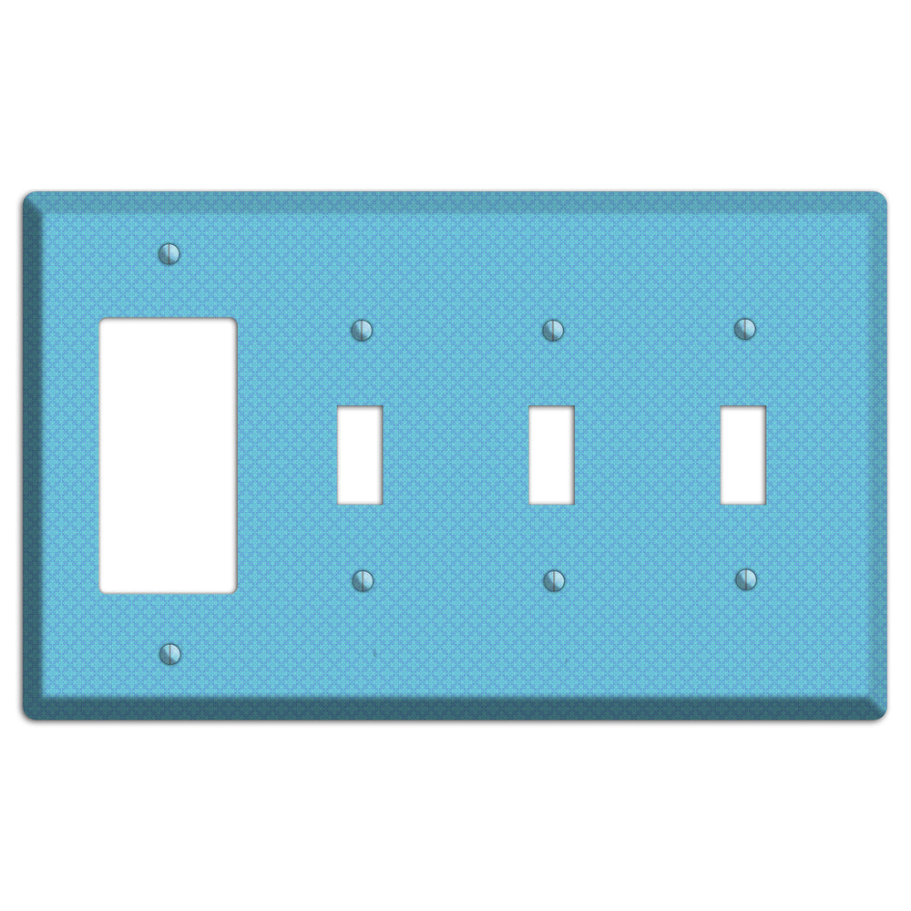 Turquoise Checkered Quatrefoil Rocker / 3 Toggle Wallplate
