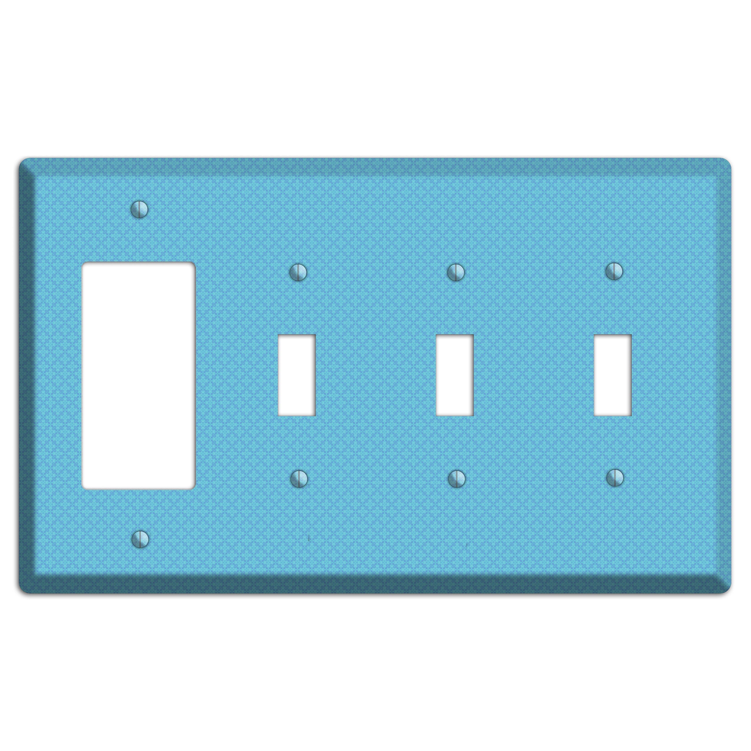 Turquoise Checkered Quatrefoil Rocker / 3 Toggle Wallplate