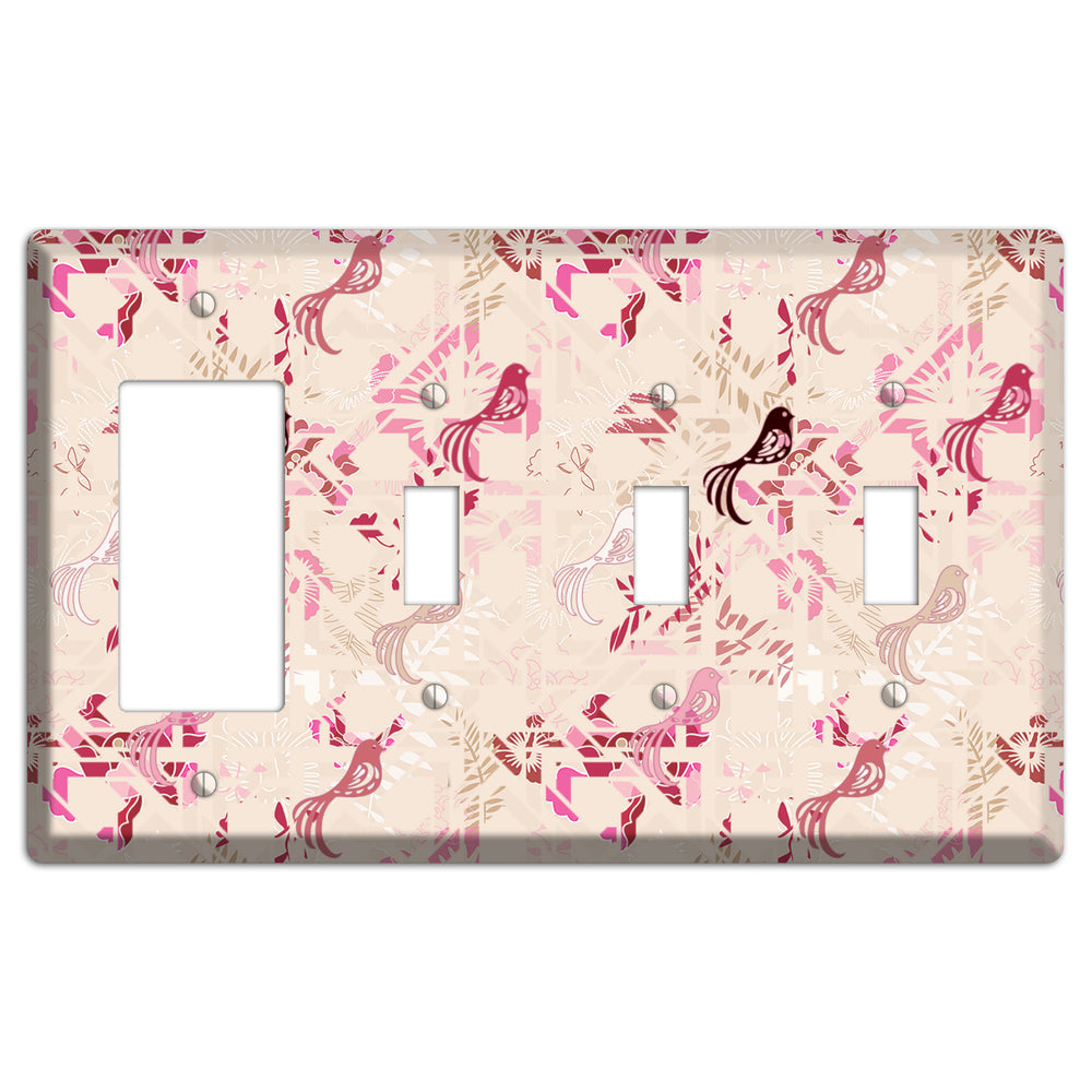 Floral Songbirds Rocker / 3 Toggle Wallplate