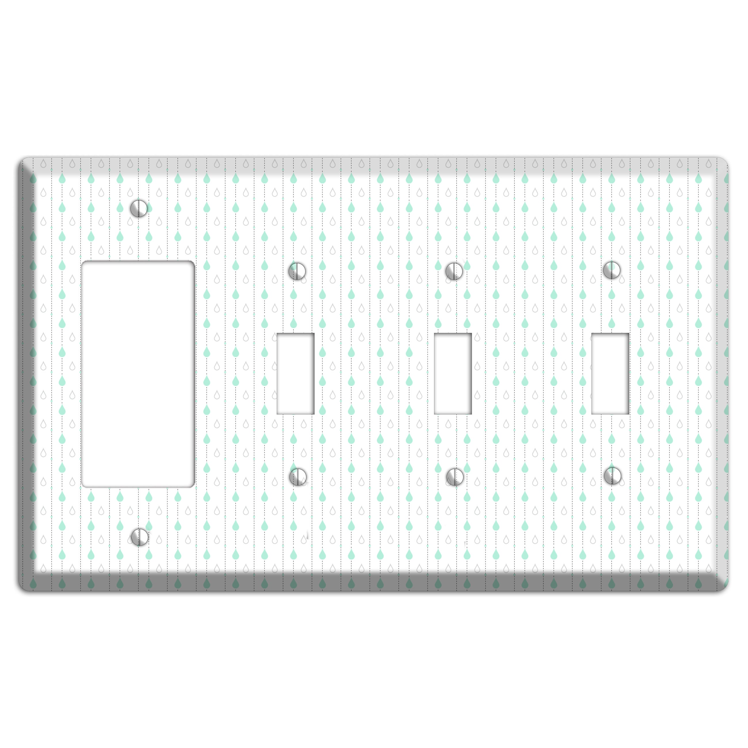 White and Blue Drops 2 Rocker / 3 Toggle Wallplate
