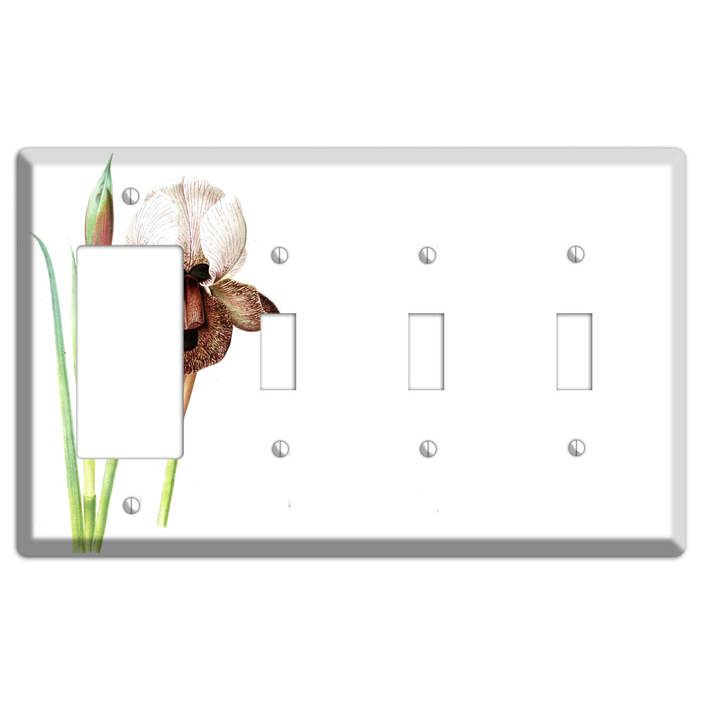 White iris Rocker / 3 Toggle Wallplate