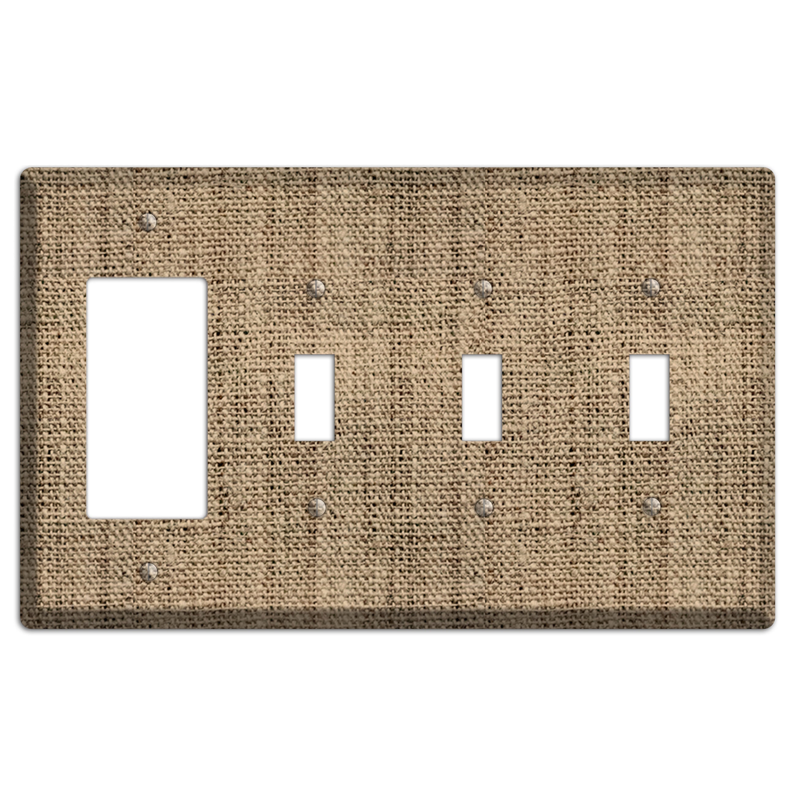 Donkey Brown Burlap Rocker / 3 Toggle Wallplate