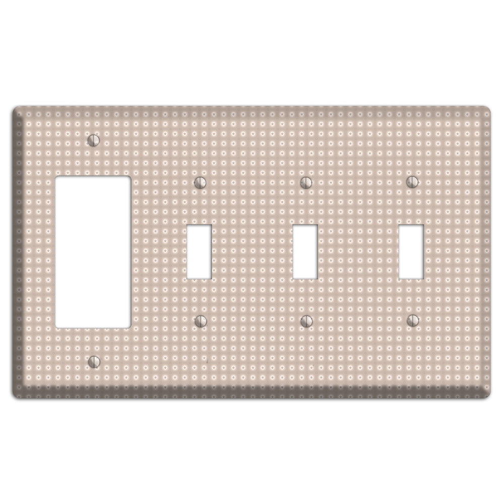 Beige with Circled Stars Rocker / 3 Toggle Wallplate