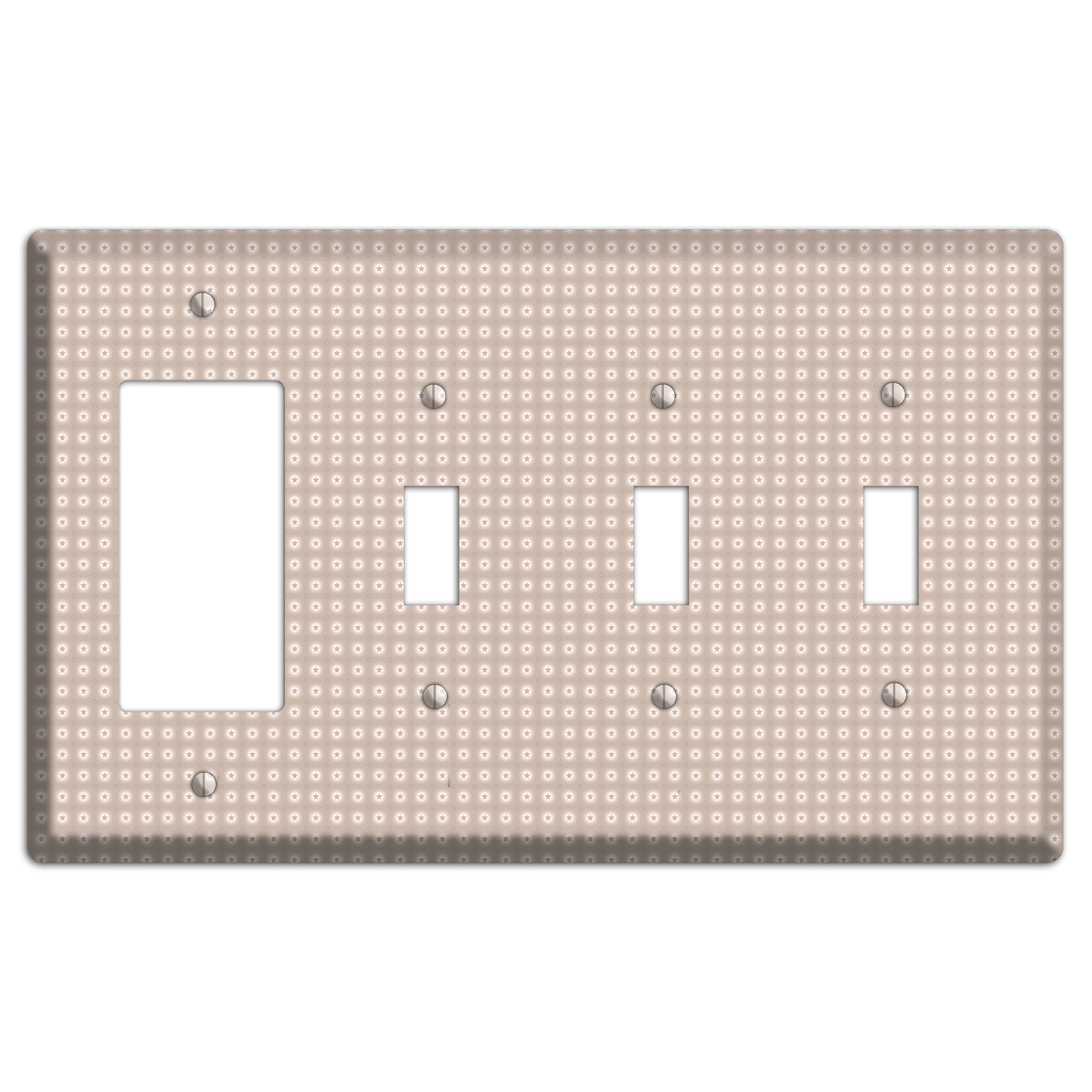 Beige with Circled Stars Rocker / 3 Toggle Wallplate