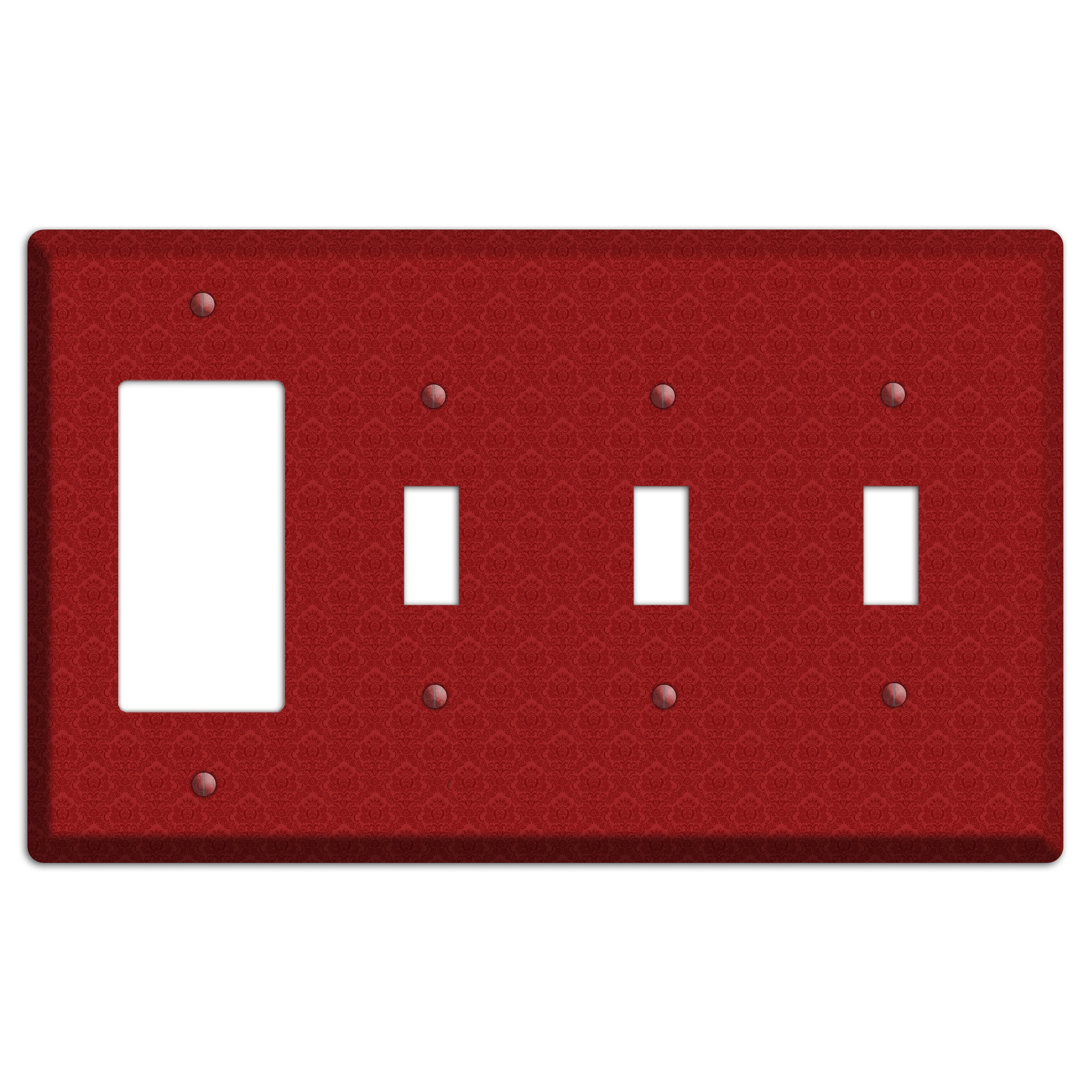 Red Cartouche Rocker / 3 Toggle Wallplate