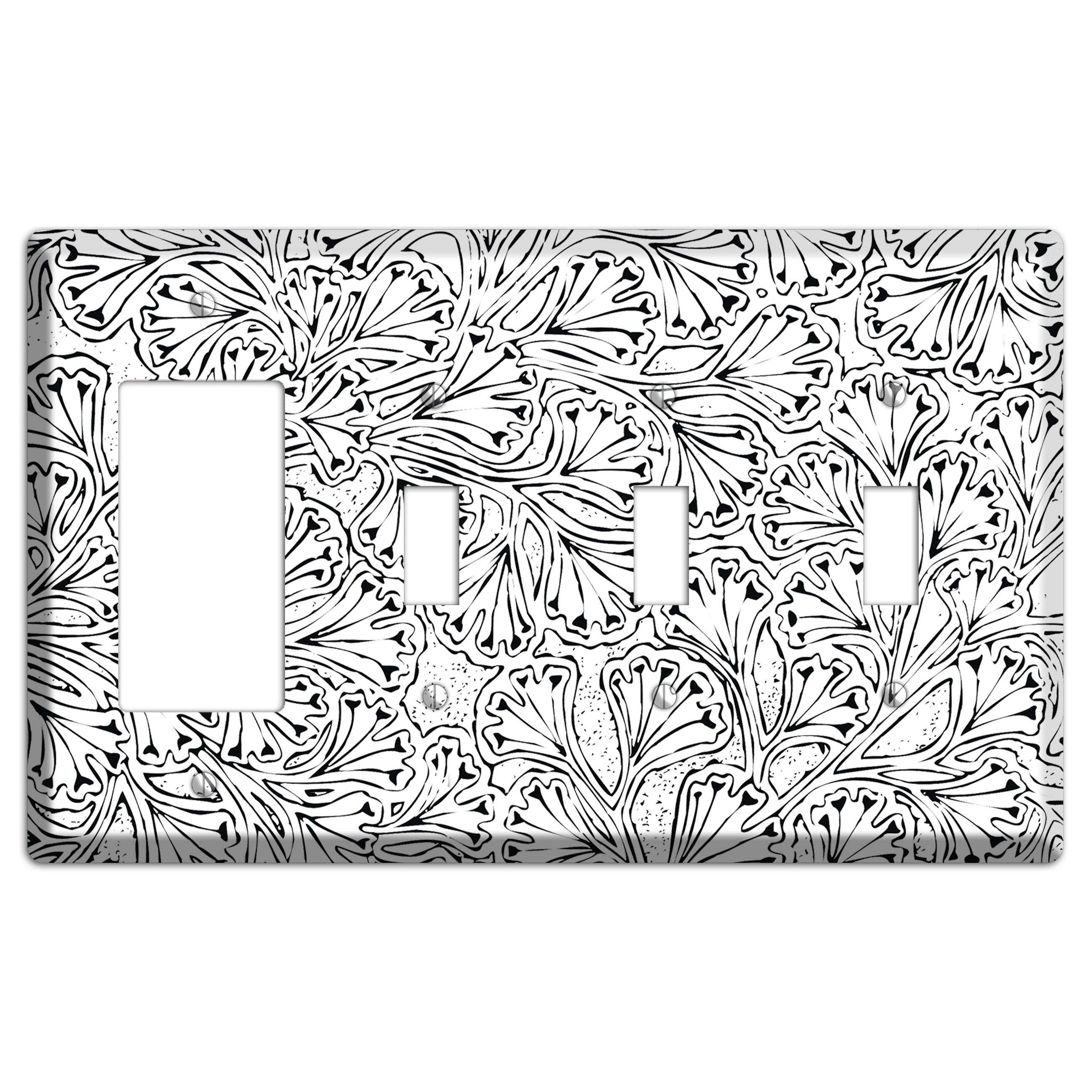 Deco Red Interlocking Floral Rocker / 3 Toggle Wallplate