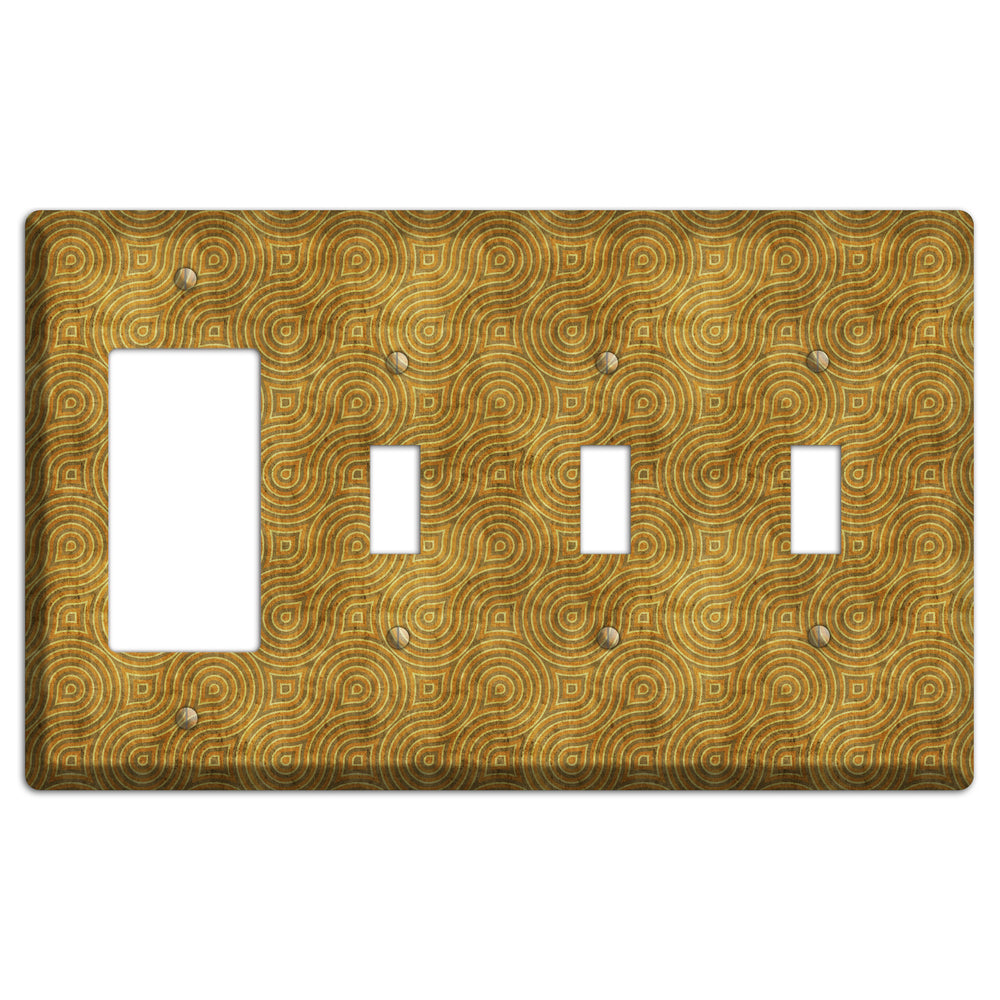 Mustard Swirl Rocker / 3 Toggle Wallplate