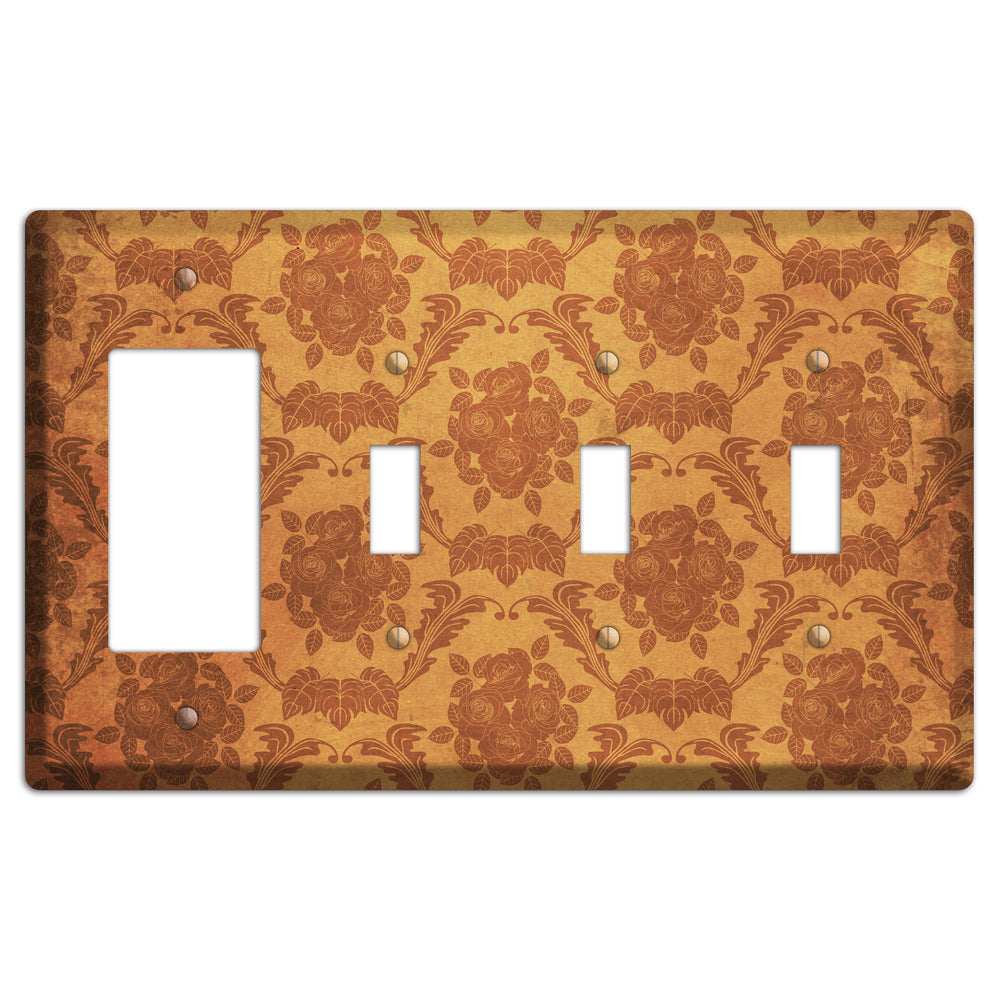 Cape Pallisar Vintage Rose Damask Rocker / 3 Toggle Wallplate