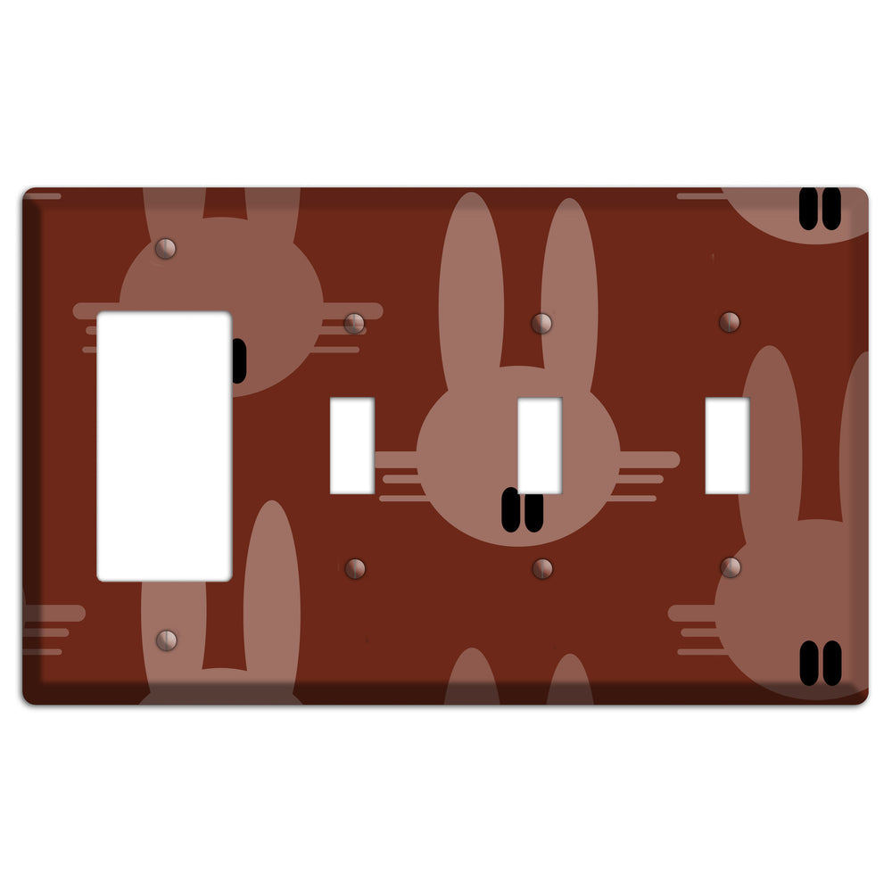 Maroon Bunny Rocker / 3 Toggle Wallplate