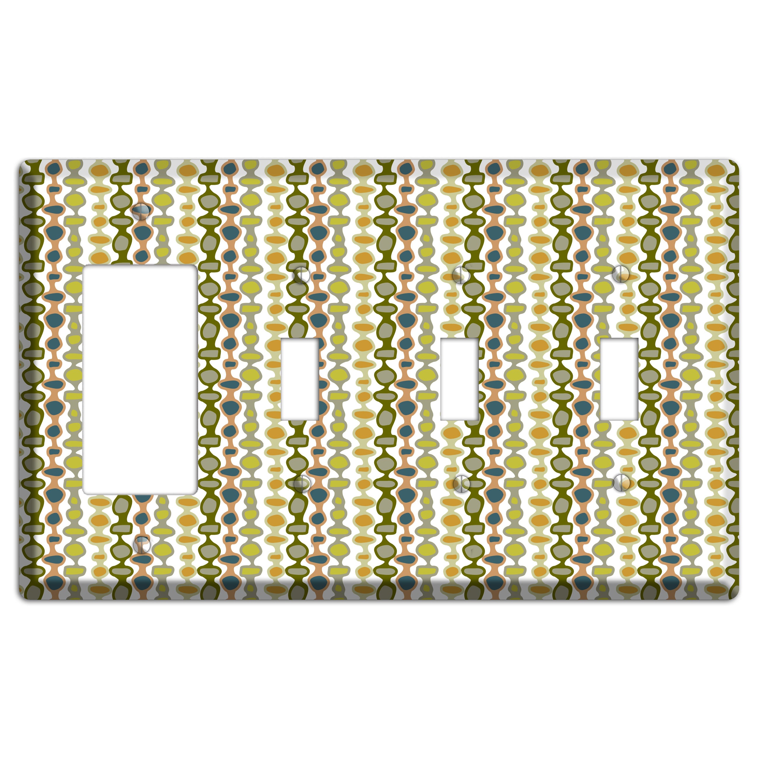 Multi Olive and Mustard Bead and Reel 2 Rocker / 3 Toggle Wallplate
