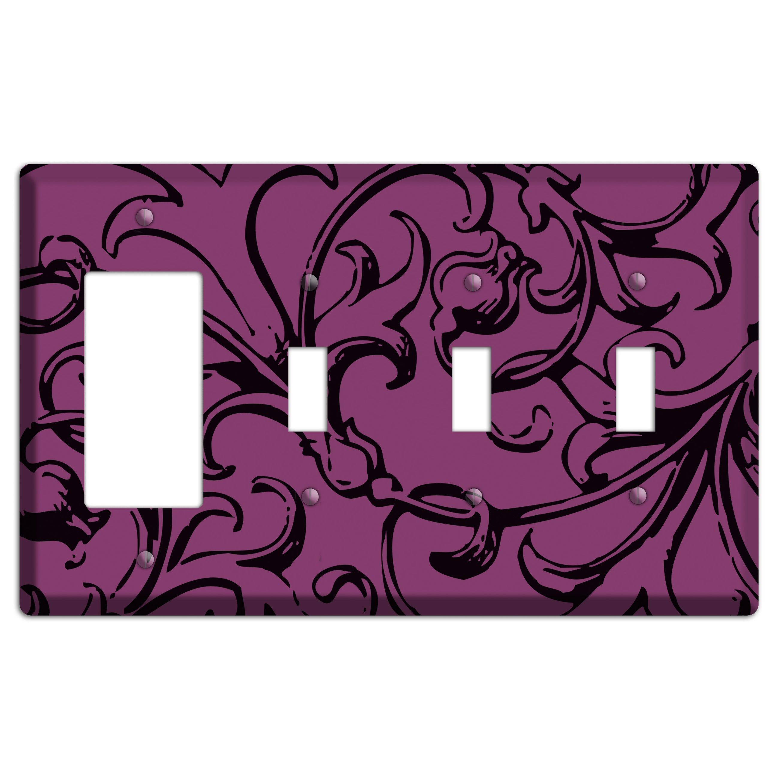Victorian Fuschia Rocker / 3 Toggle Wallplate