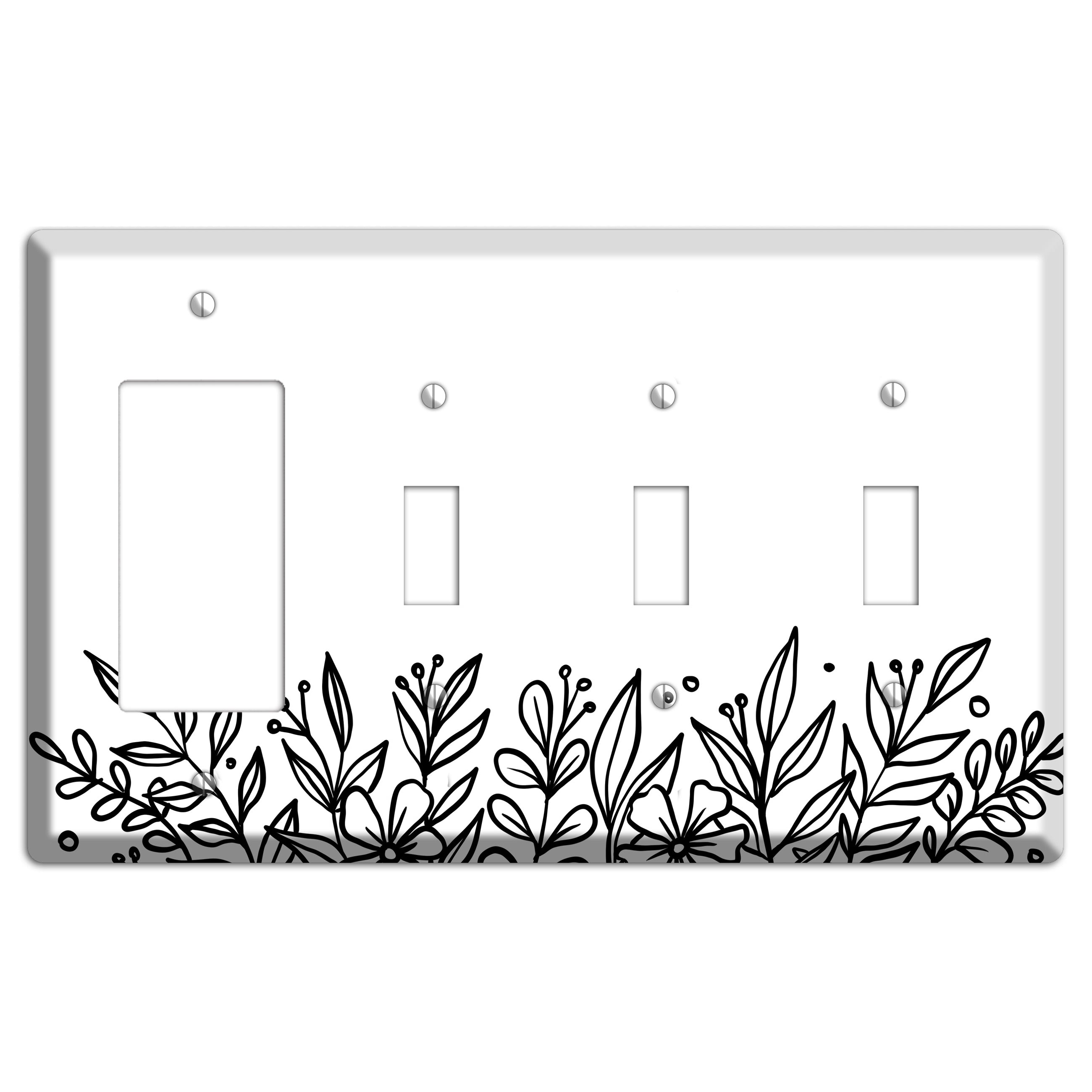 Hand-Drawn Floral 11 Rocker / 3 Toggle Wallplate