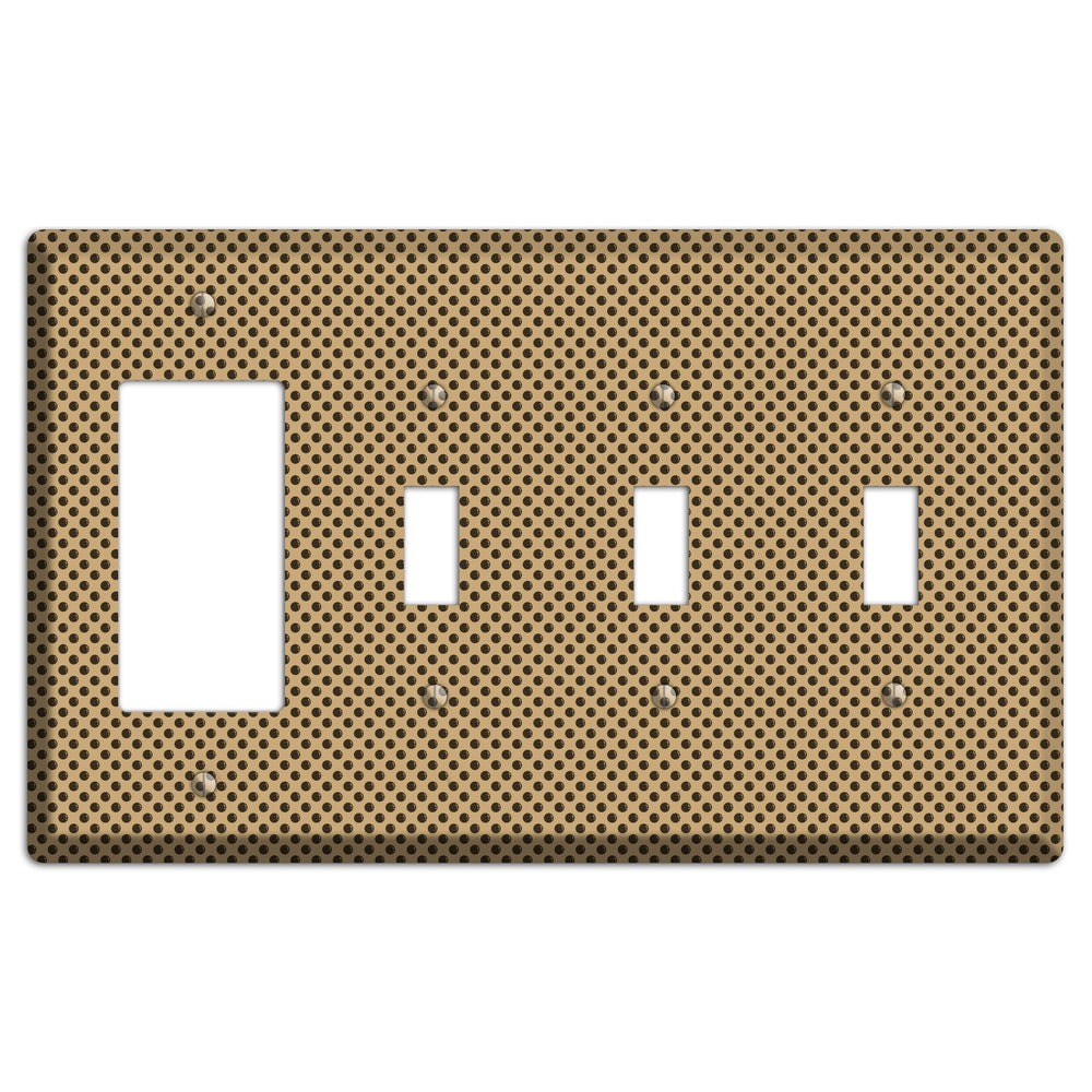 Beige with Brown Polka Dots Rocker / 3 Toggle Wallplate