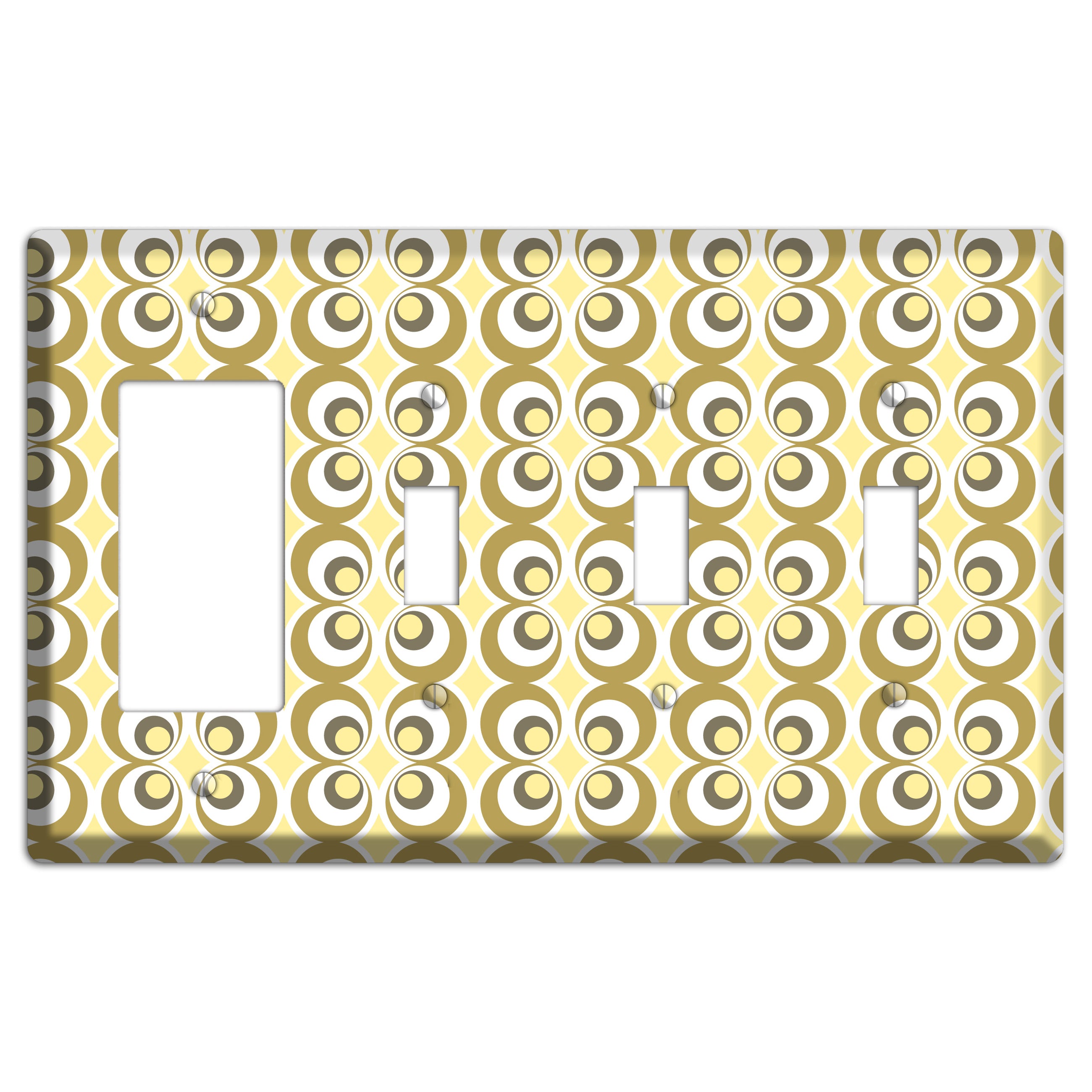 Multi Olive Offset Bullseye Rocker / 3 Toggle Wallplate