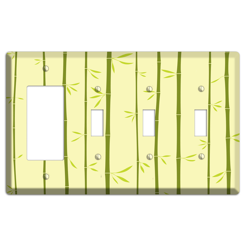 Yellow and Green Bamboo Rocker / 3 Toggle Wallplate