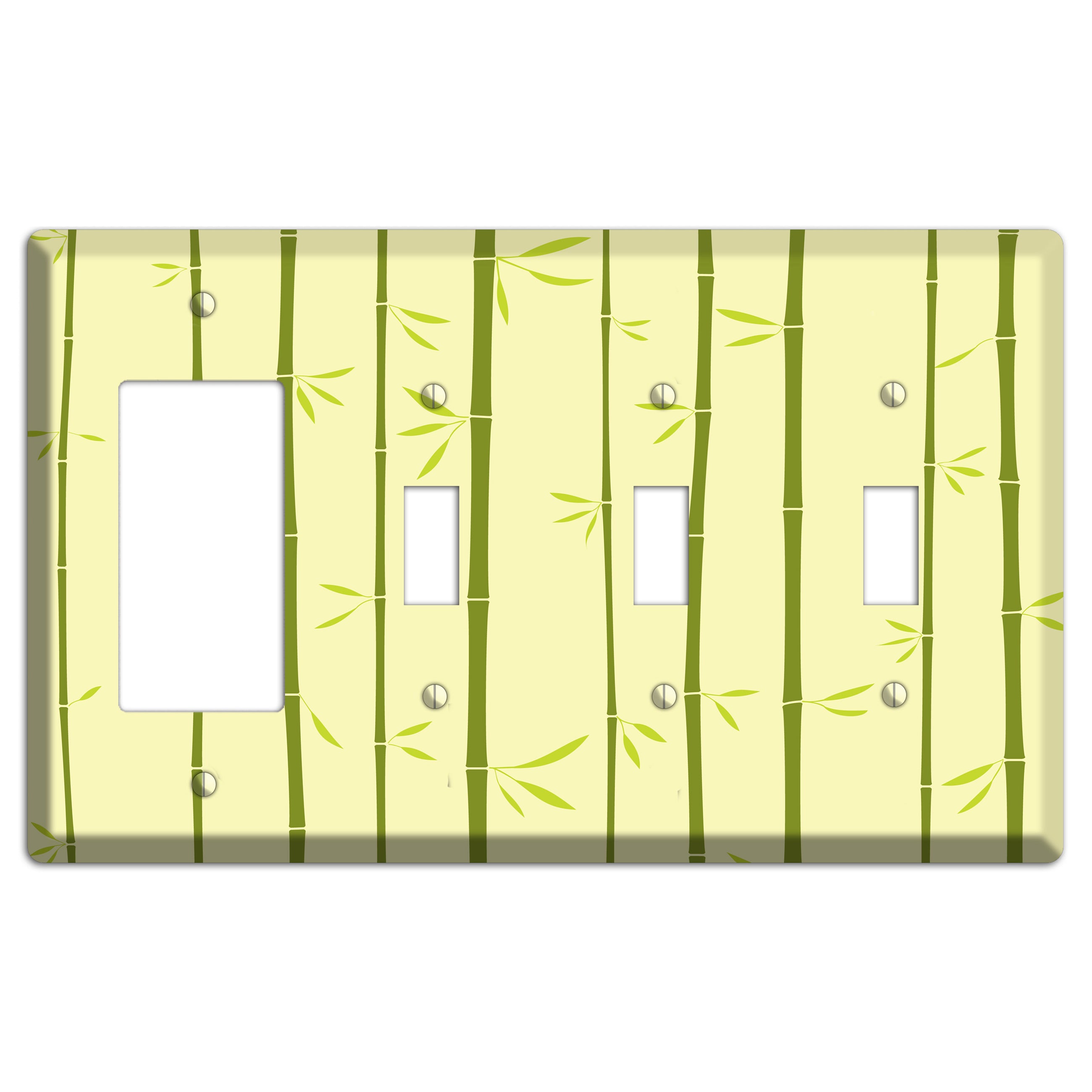 Yellow and Green Bamboo Rocker / 3 Toggle Wallplate