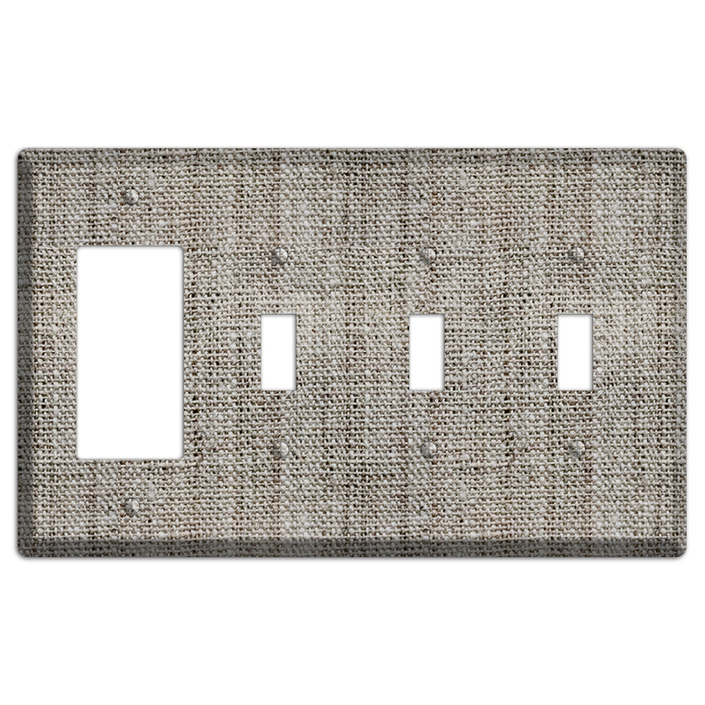 Zorba Burlap Rocker / 3 Toggle Wallplate