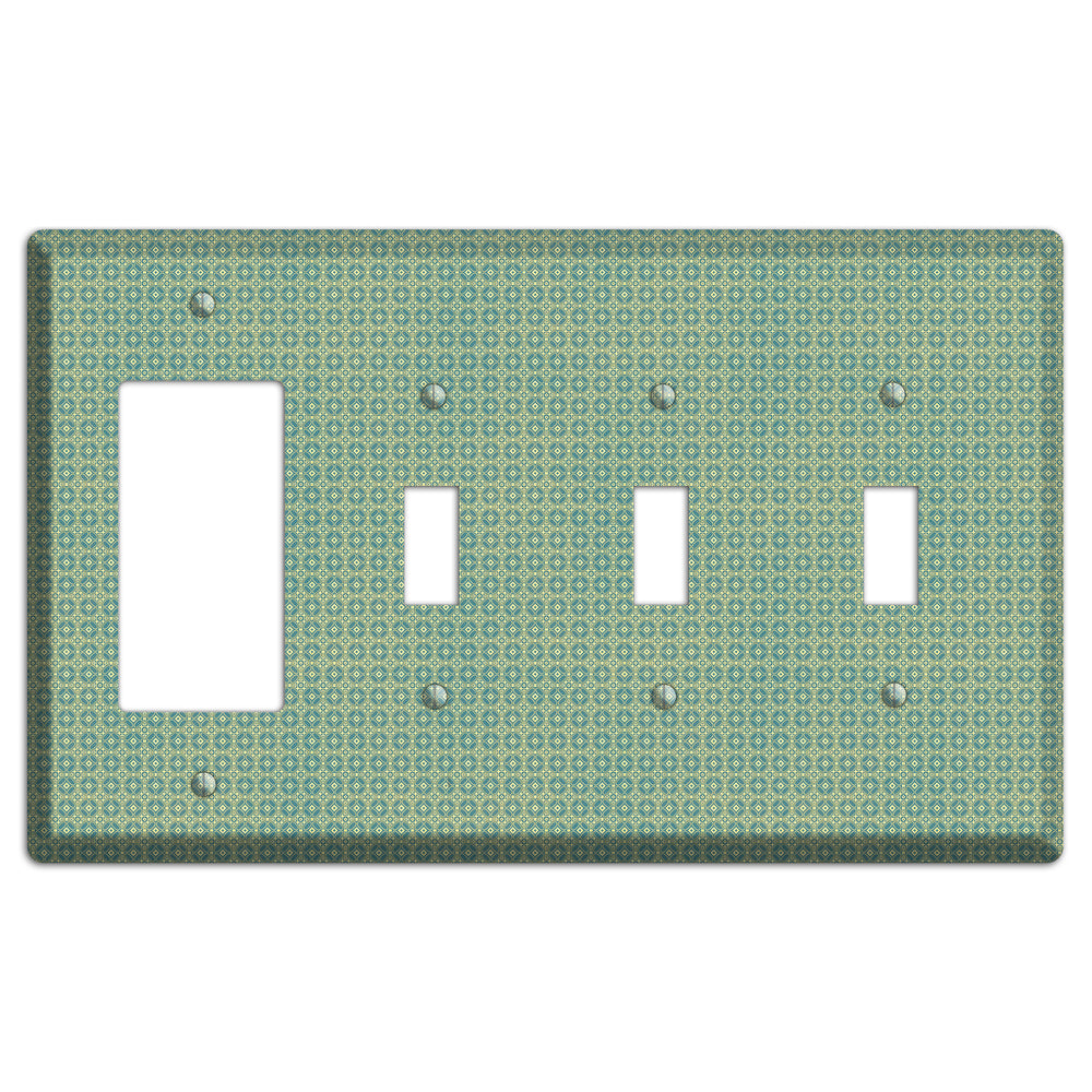 Multi Soft Green Arabesque Rocker / 3 Toggle Wallplate
