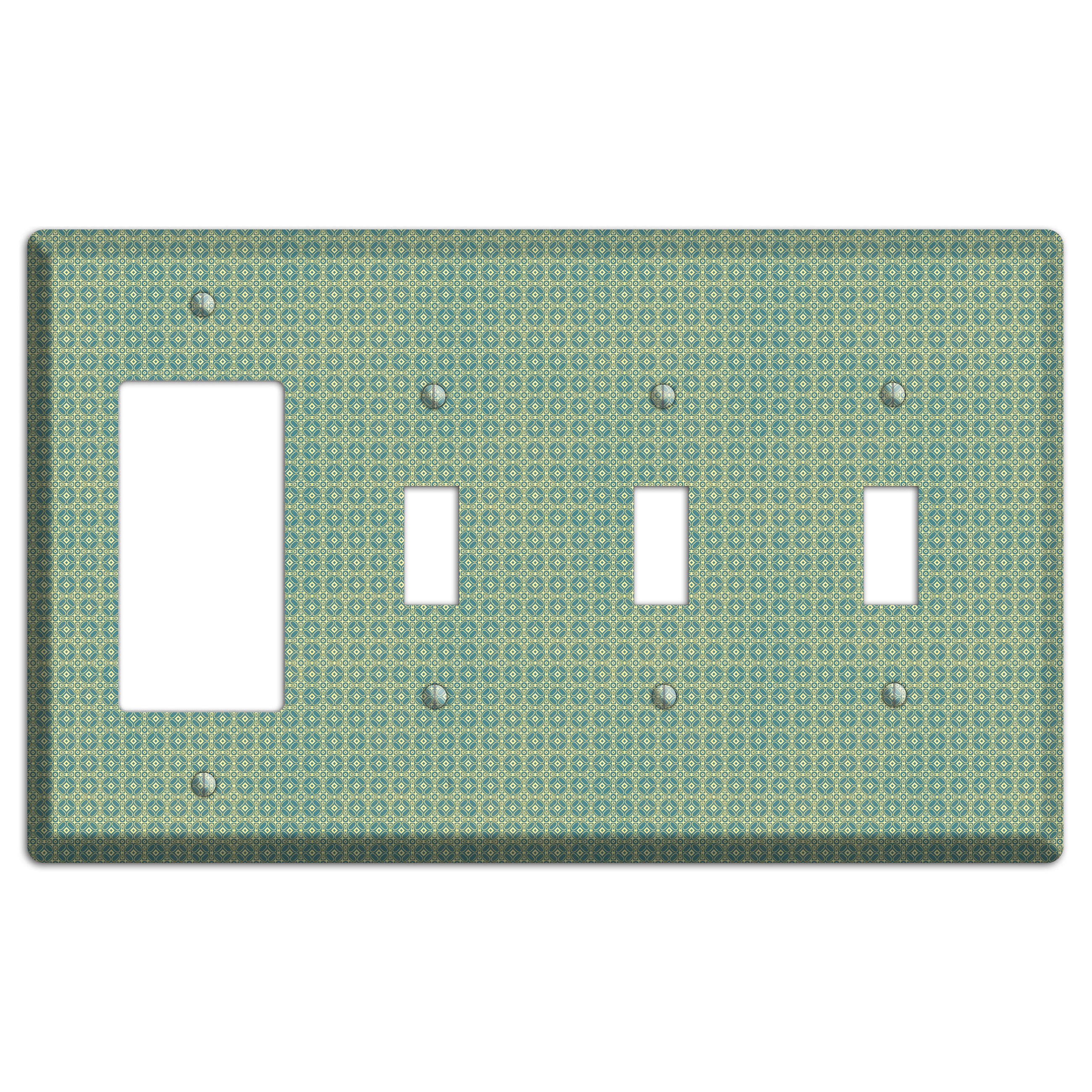 Multi Soft Green Arabesque Rocker / 3 Toggle Wallplate