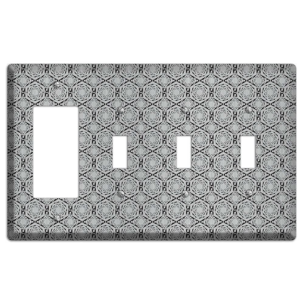 Overly Hexagon Rotation Stainless Steel Rocker / 3 Toggle Wallplate