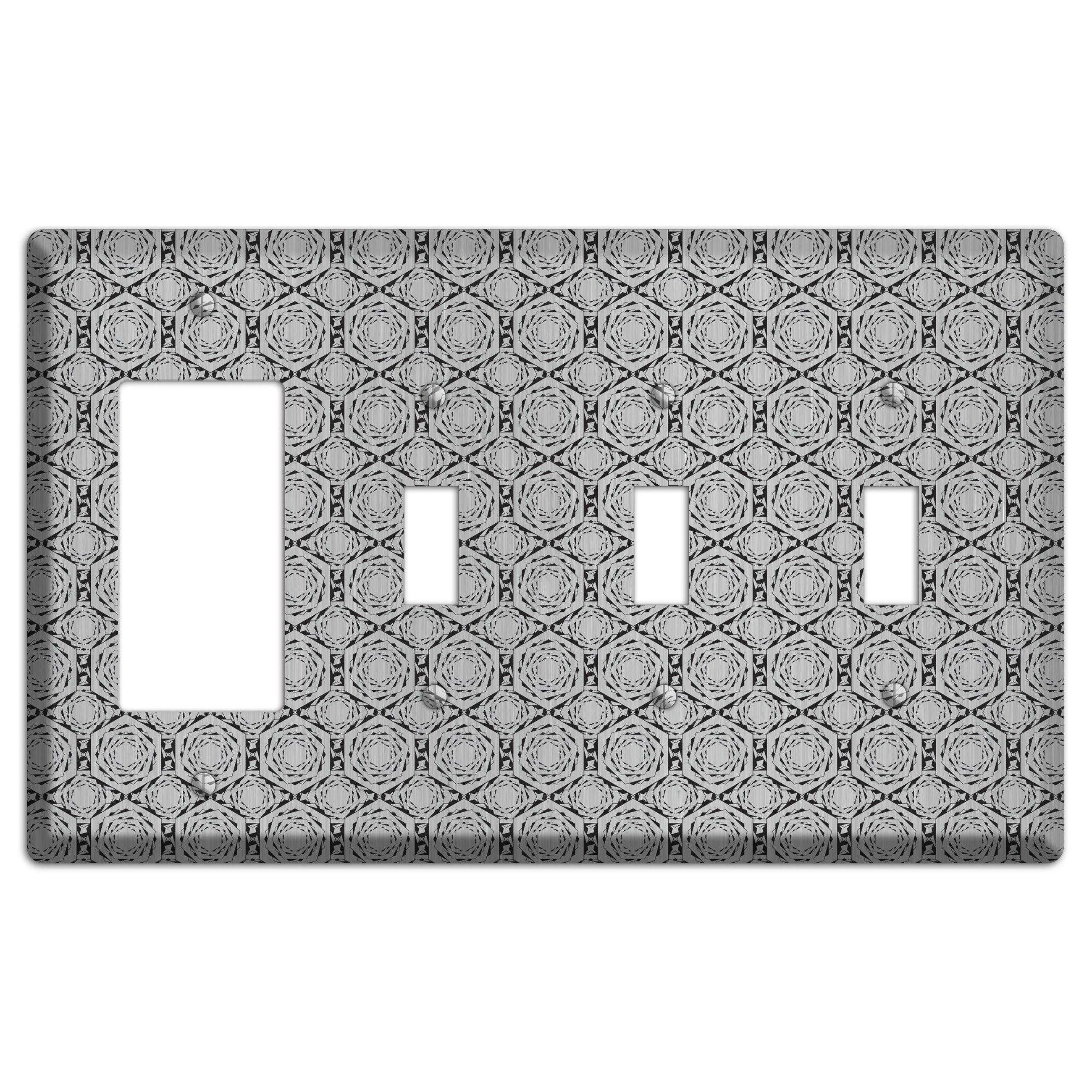Overly Hexagon Rotation  Stainless Rocker / 3 Toggle Wallplate