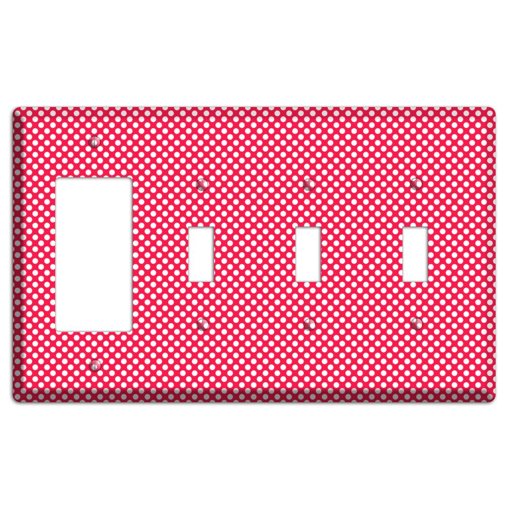 Fuschia with Pink Tiny Polka Dots Rocker / 3 Toggle Wallplate