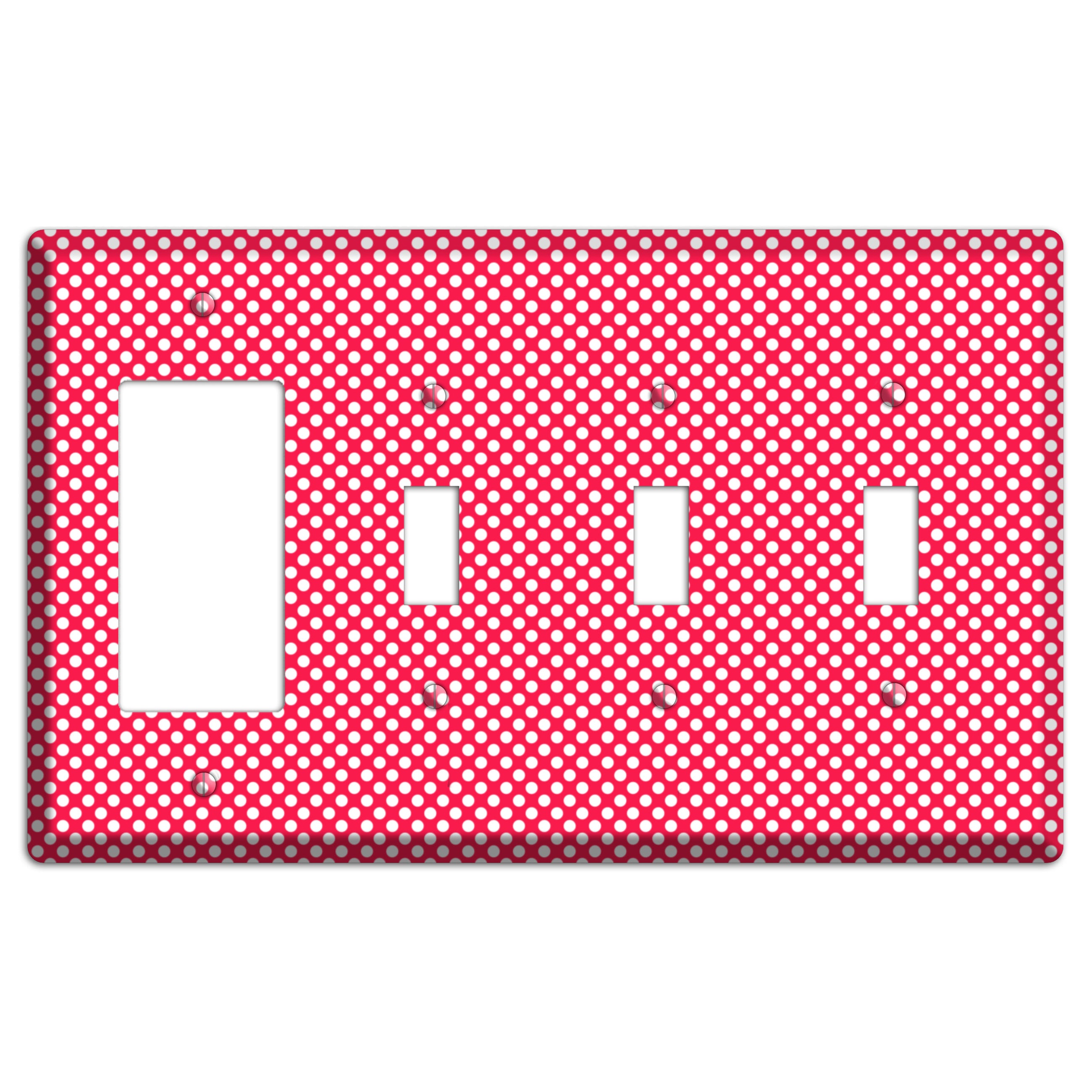 Fuschia with Pink Tiny Polka Dots Rocker / 3 Toggle Wallplate