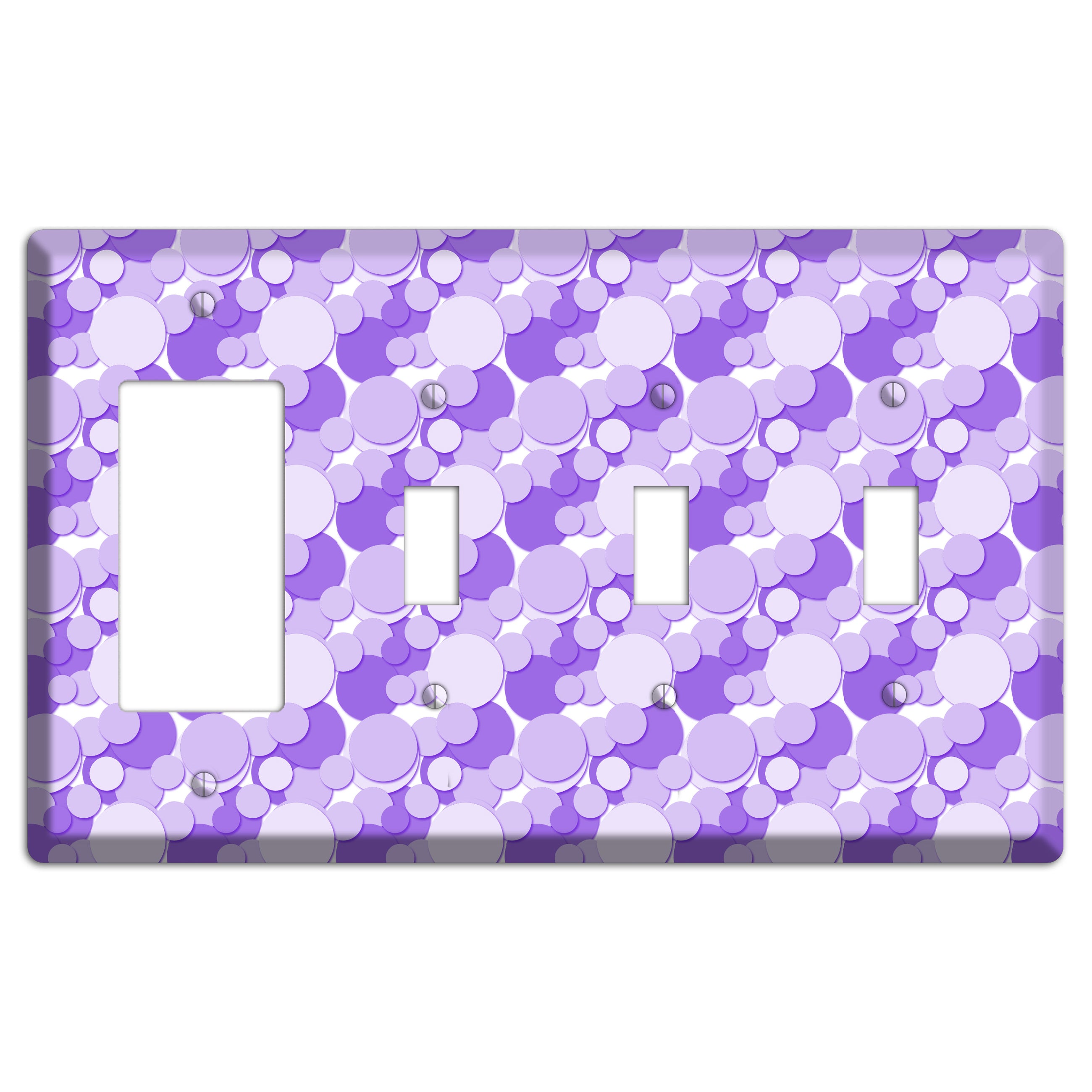 Multi Purple Bubble Dots Rocker / 3 Toggle Wallplate