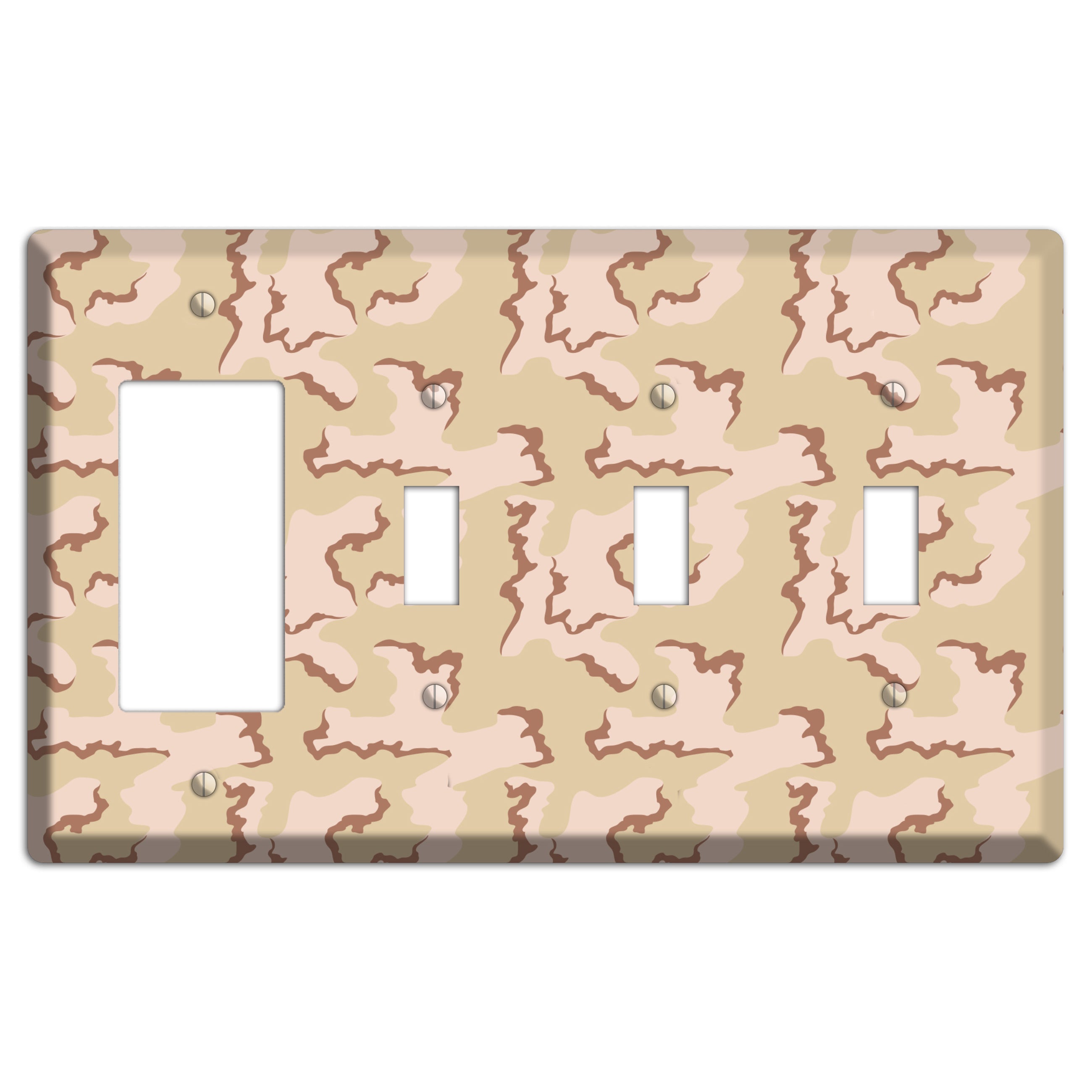 Coffee Stain Camo Rocker / 3 Toggle Wallplate