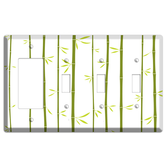 Green And White Bamboo Rocker / 3 Toggle Wallplate
