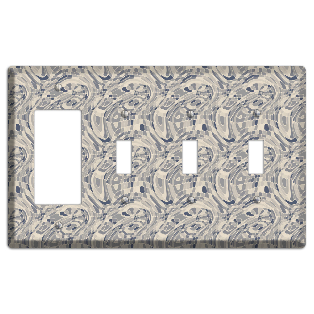 Blue and Beige Abstract 2 Rocker / 3 Toggle Wallplate