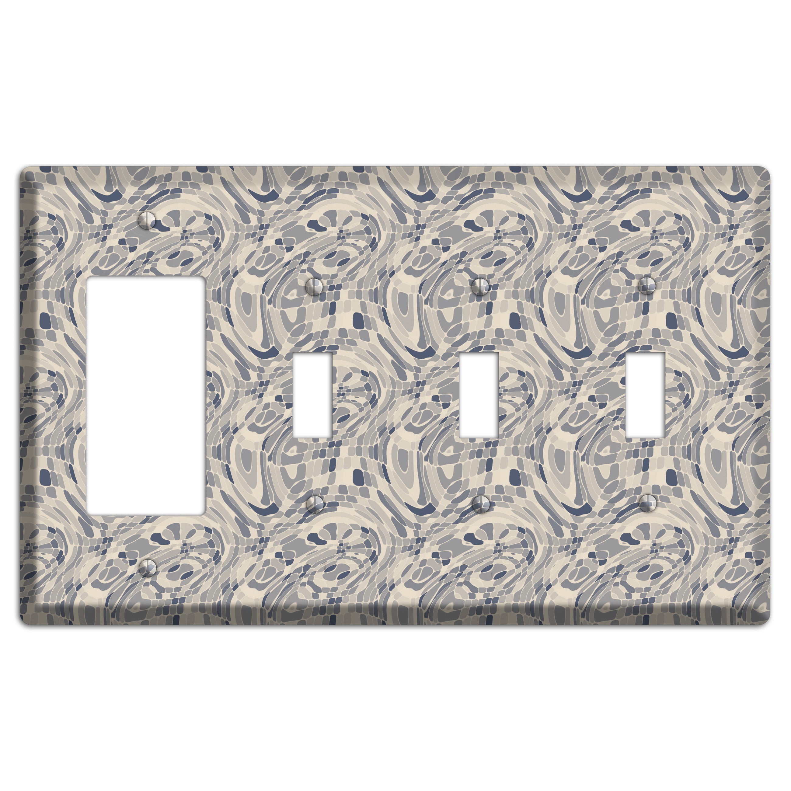 Blue and Beige Abstract 2 Rocker / 3 Toggle Wallplate