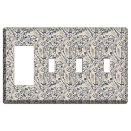 Blue and Beige Abstract 2 Rocker / 3 Toggle Wallplate