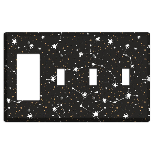 Constellations Black Rocker / 3 Toggle Wallplate